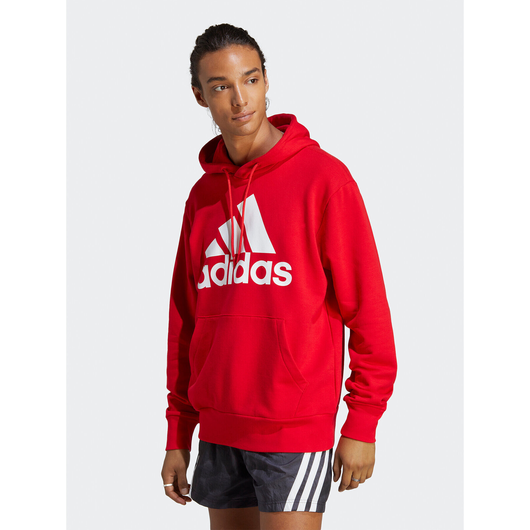 adidas Bluză Essentials French Terry Big Logo Hoodie IC9365 Roșu Regular Fit - Pled.ro