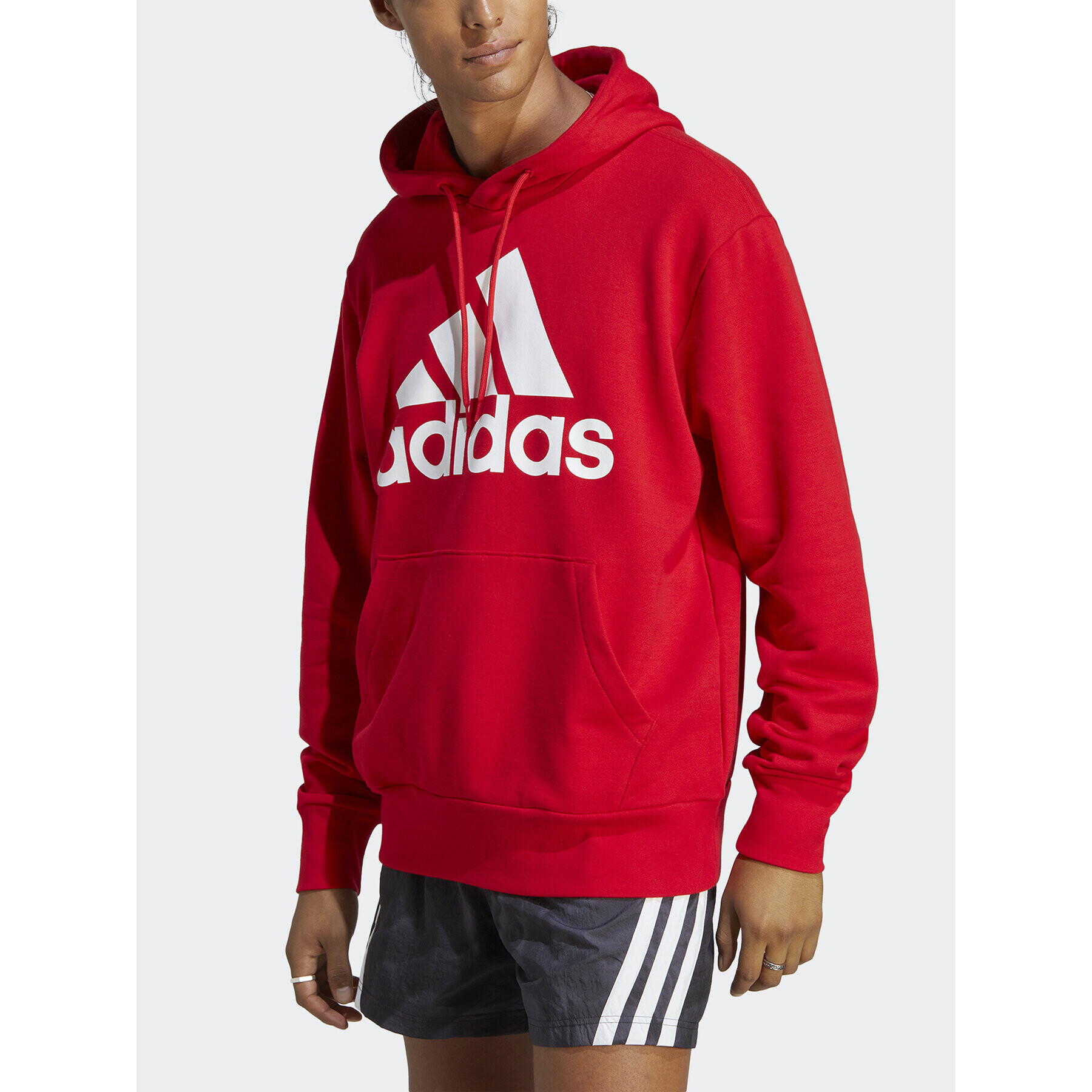 adidas Bluză Essentials French Terry Big Logo Hoodie IC9365 Roșu Regular Fit - Pled.ro