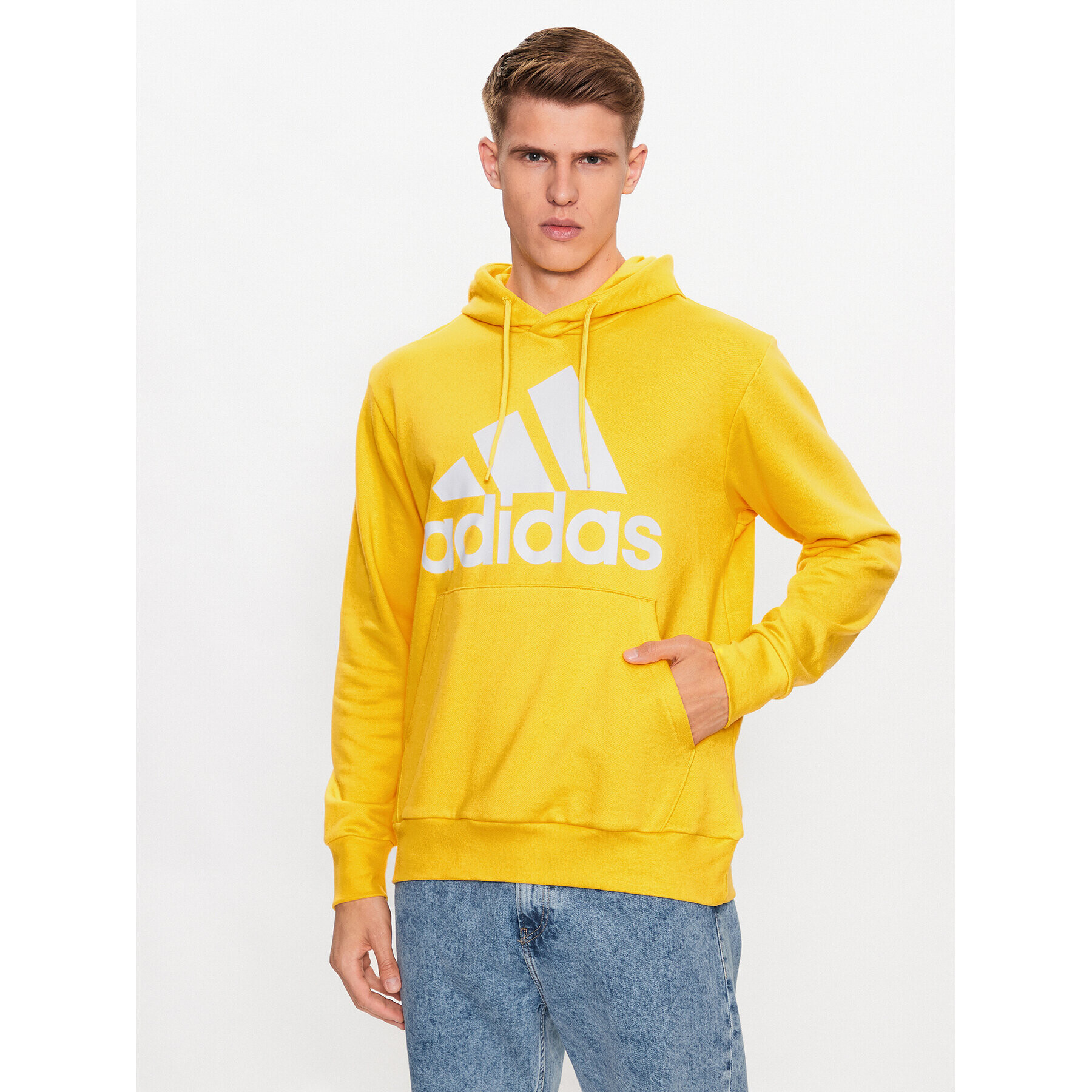 adidas Bluză Essentials French Terry Big Logo Hoodie IC9834 Galben Regular Fit - Pled.ro