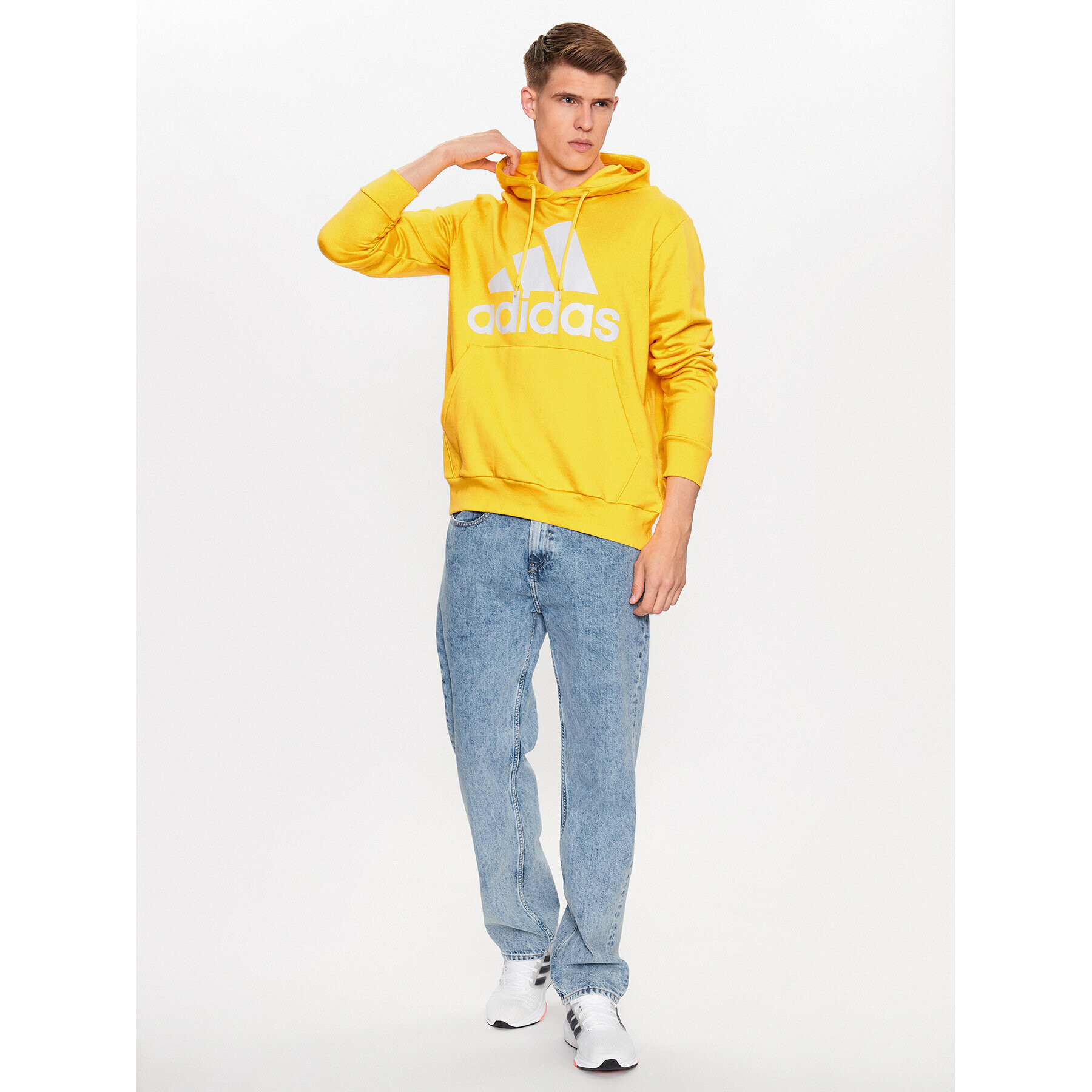 adidas Bluză Essentials French Terry Big Logo Hoodie IC9834 Galben Regular Fit - Pled.ro