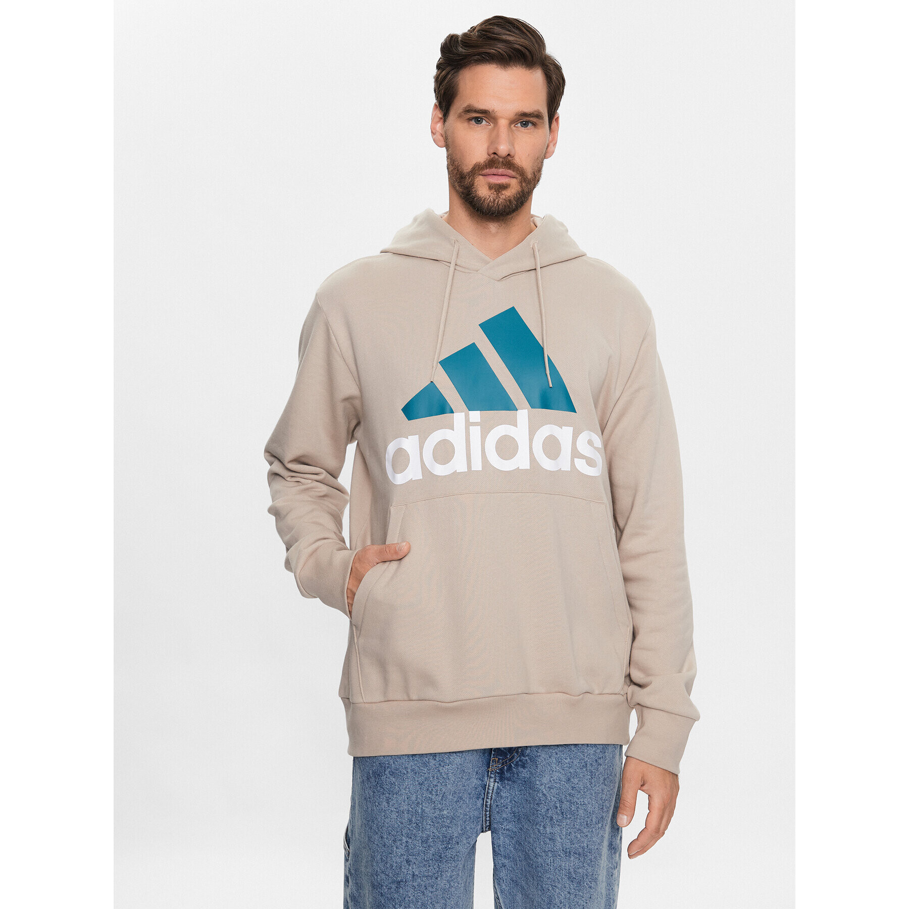 adidas Bluză Essentials French Terry Big Logo Hoodie IJ8584 Bej Regular Fit - Pled.ro