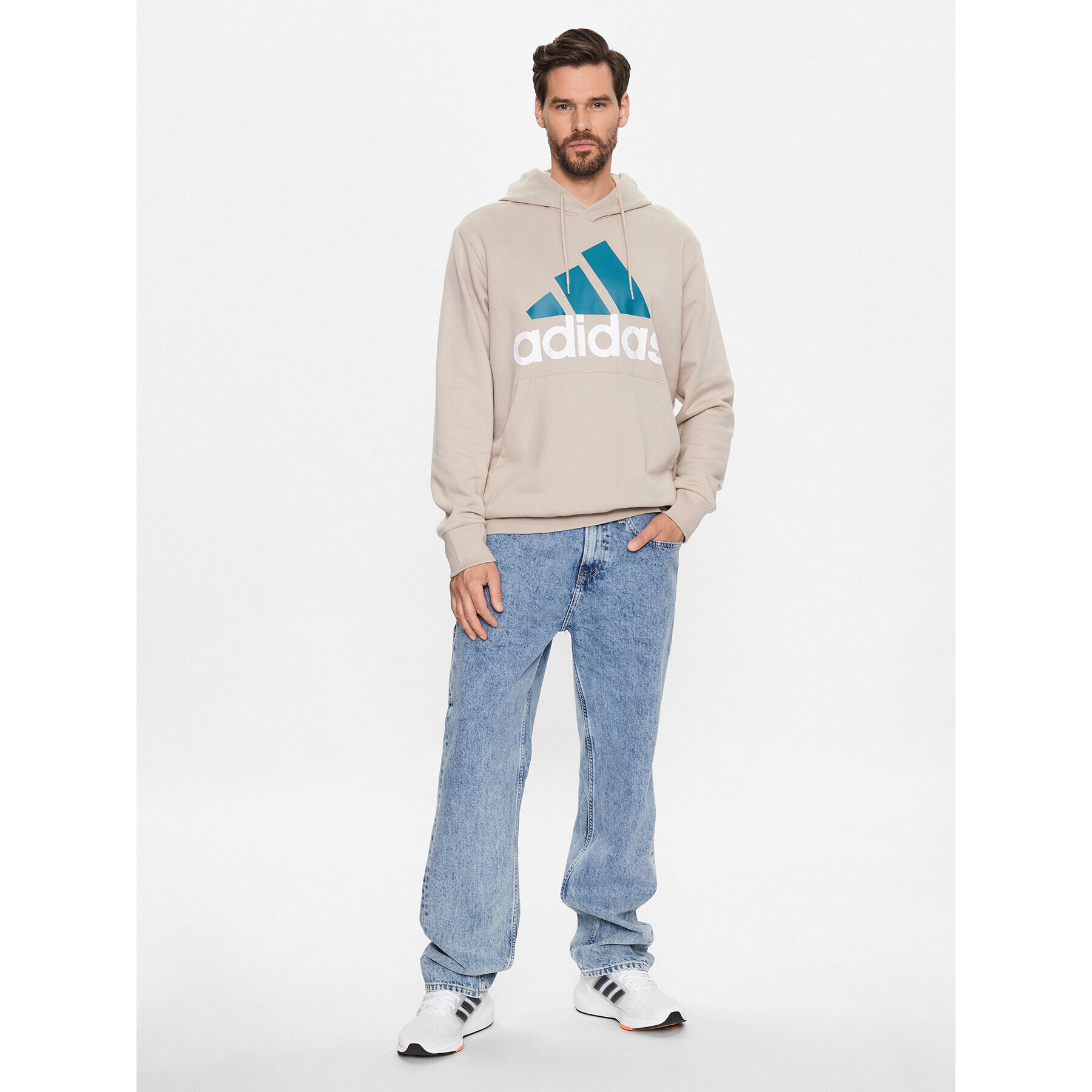 adidas Bluză Essentials French Terry Big Logo Hoodie IJ8584 Bej Regular Fit - Pled.ro