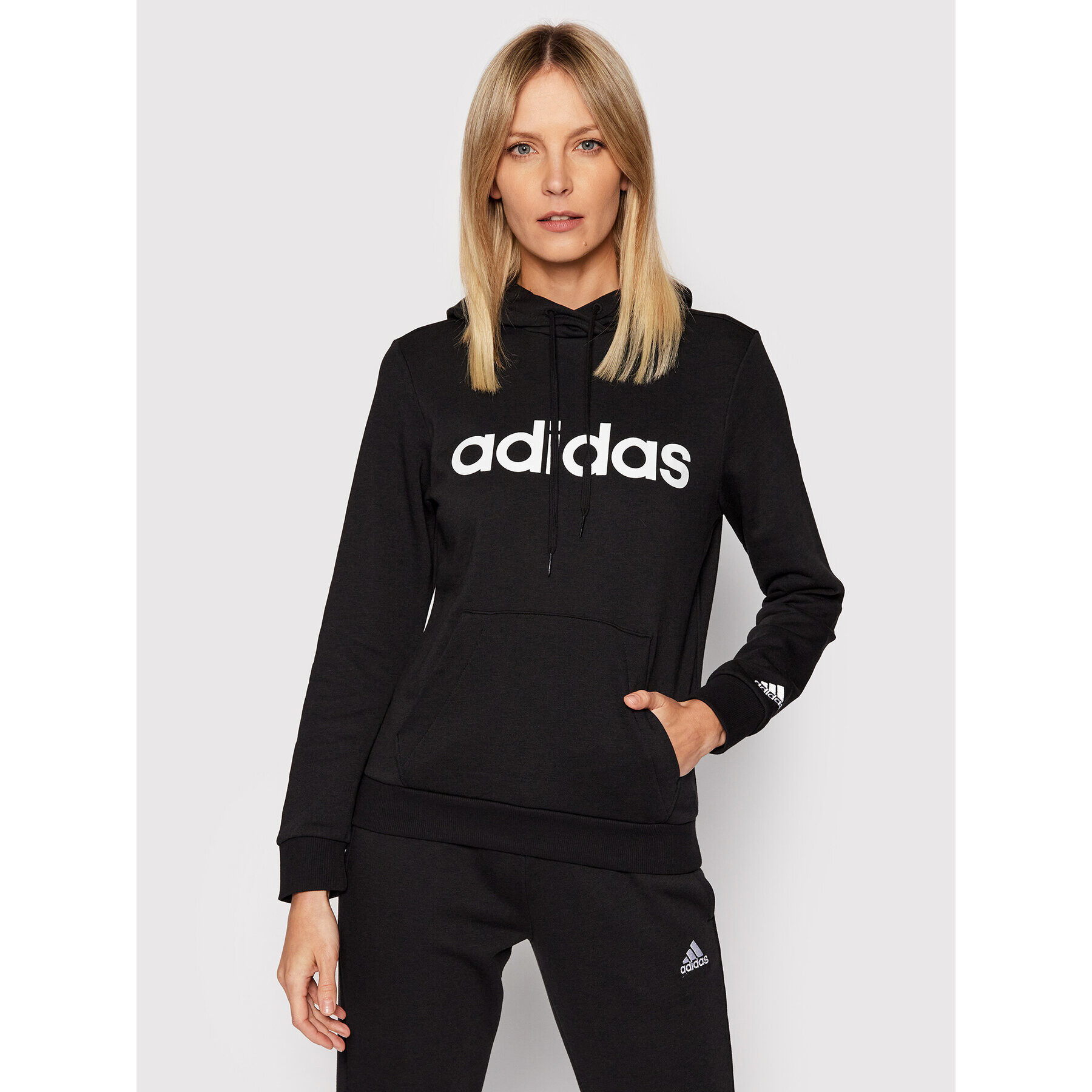 adidas Bluză Essentials Logo GL0635 Negru Regular Fit - Pled.ro