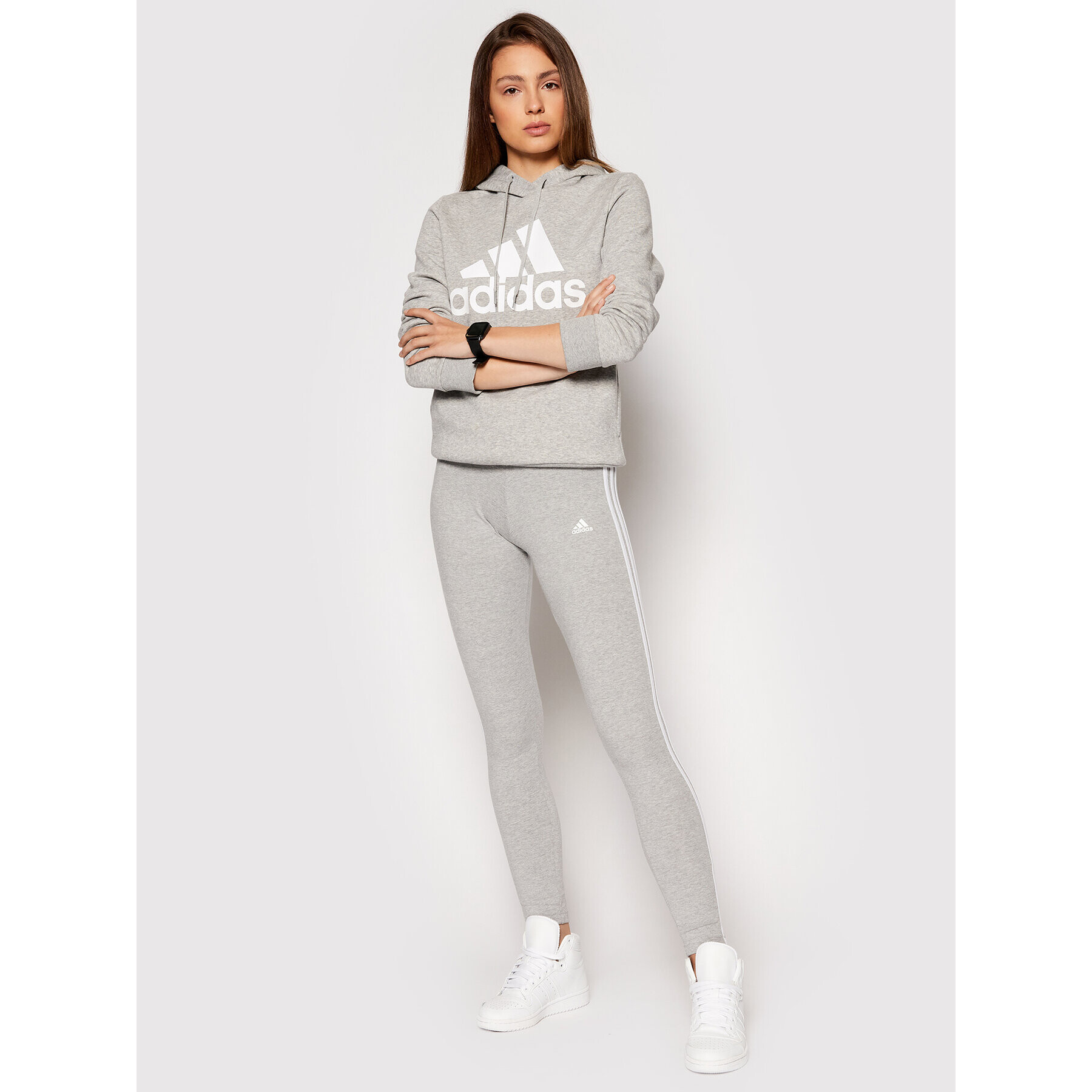 adidas Bluză Essentials Logo GL0719 Gri Standard Fit - Pled.ro