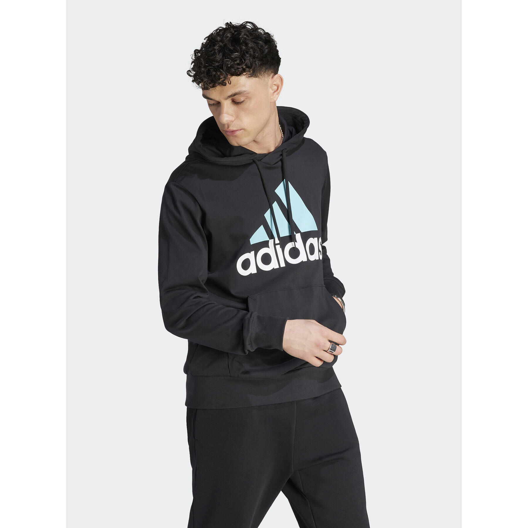 adidas Bluză Essentials Logo Hoodie IJ8574 Negru Regular Fit - Pled.ro