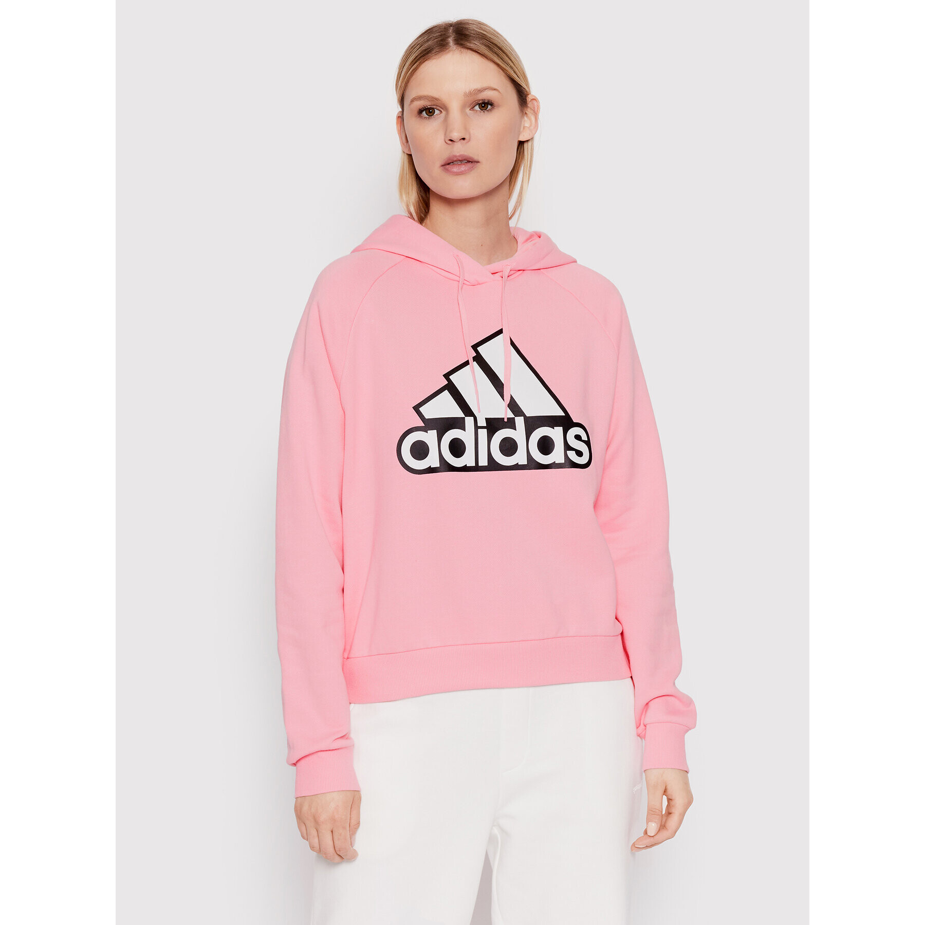 adidas Bluză Essentials Outline Logo HC9174 Roz Loose Fit - Pled.ro