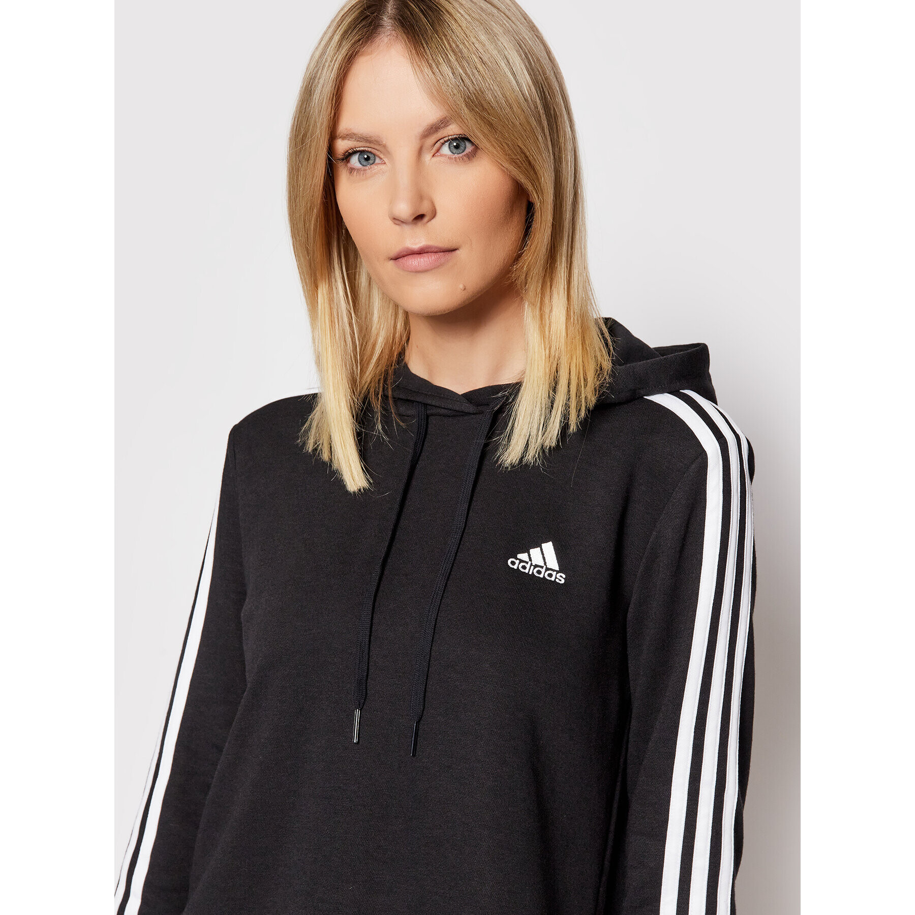 adidas Bluză Essentias 3-Stripes GM5582 Negru Loose Fit - Pled.ro