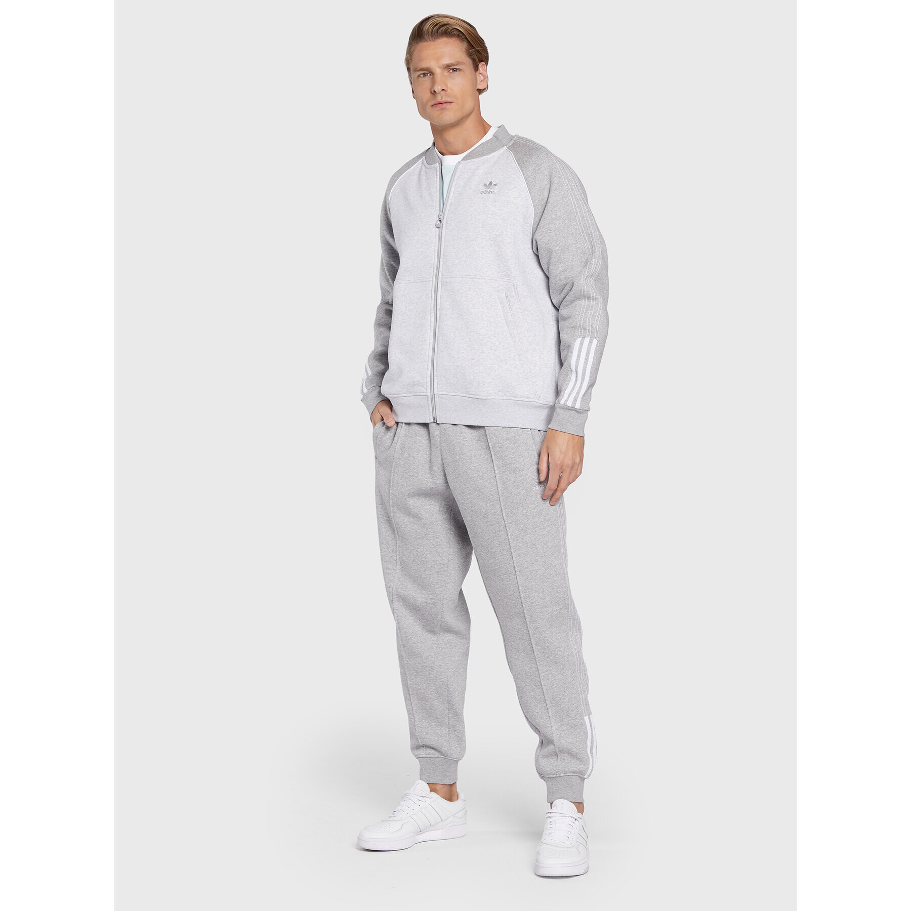 adidas Bluză Fleece Sst HI2995 Gri Relaxed Fit - Pled.ro