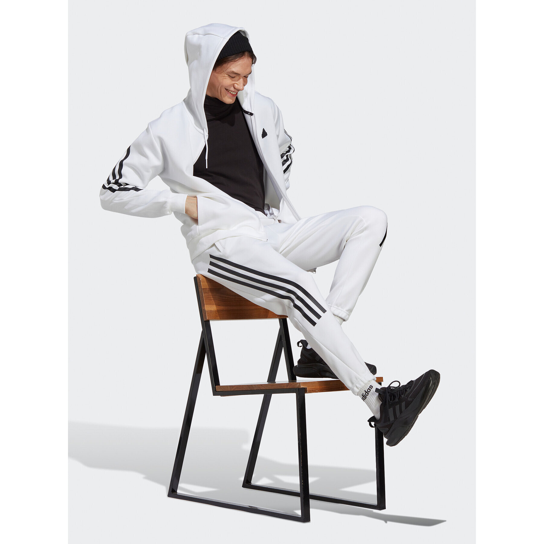 adidas Bluză Future Icons 3-Stripes Full-Zip Hoodie IC8258 Alb Regular Fit - Pled.ro