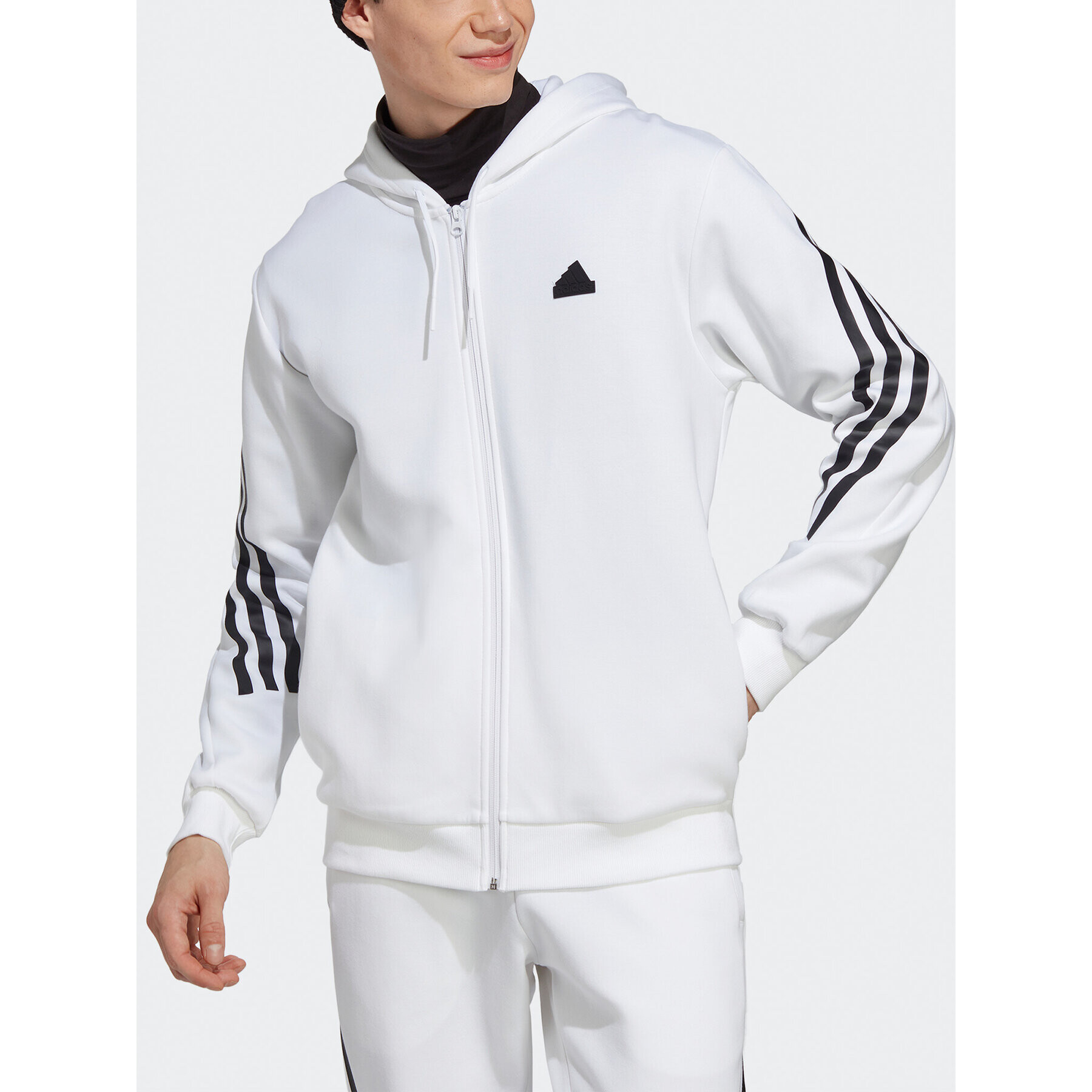 adidas Bluză Future Icons 3-Stripes Full-Zip Hoodie IC8258 Alb Regular Fit - Pled.ro