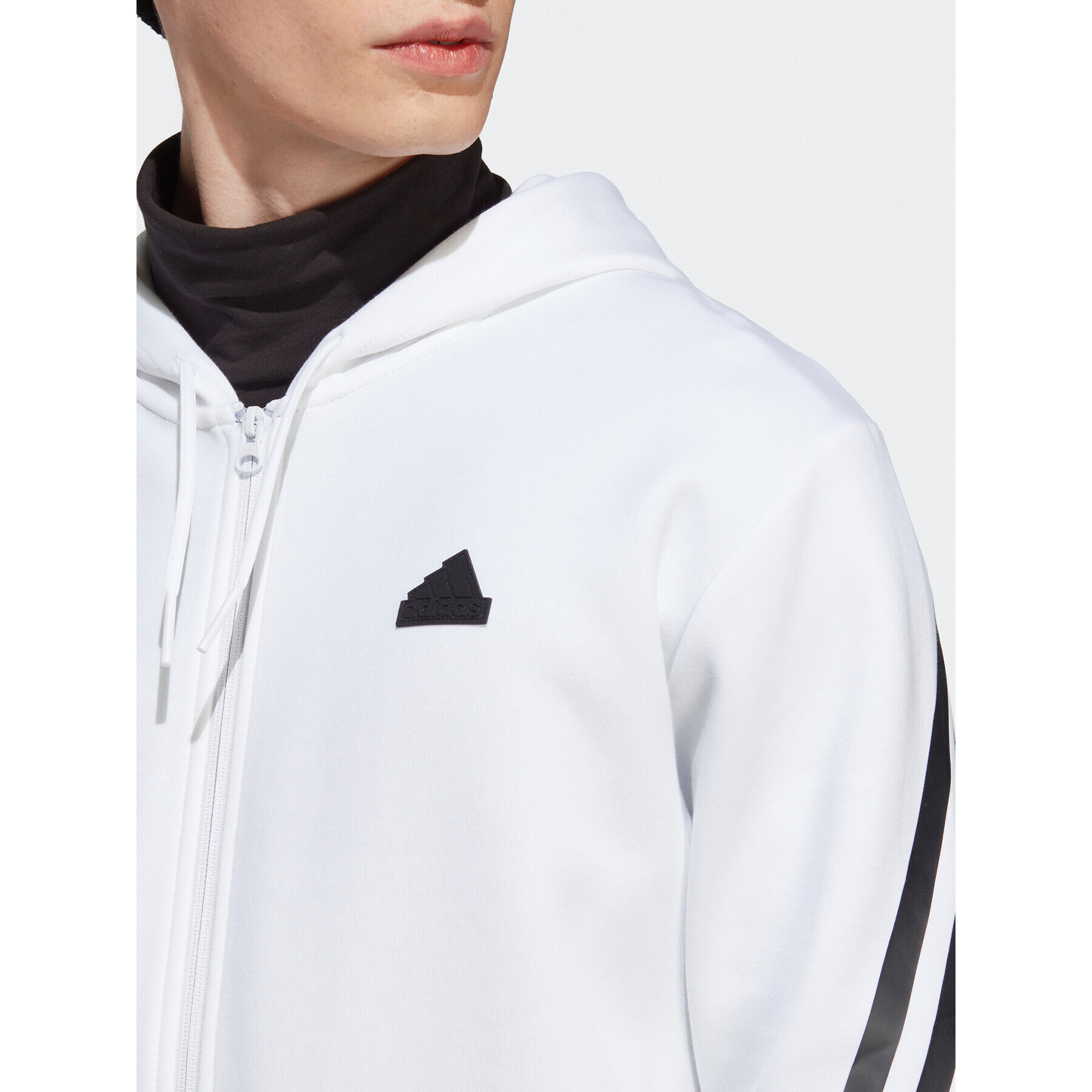 adidas Bluză Future Icons 3-Stripes Full-Zip Hoodie IC8258 Alb Regular Fit - Pled.ro