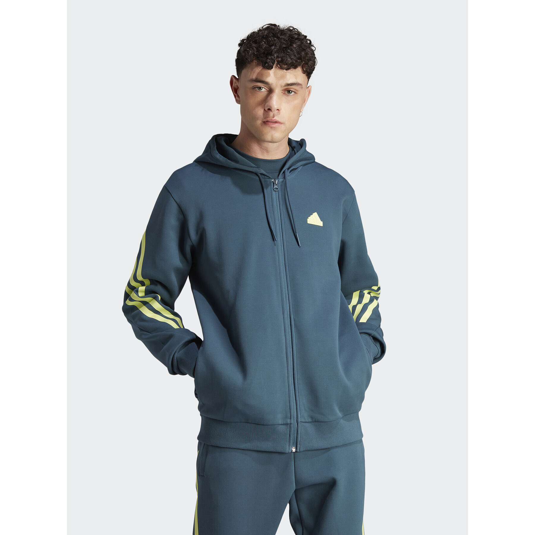 adidas Bluză Future Icons 3-Stripes Full-Zip Hoodie IJ8878 Turcoaz Regular Fit - Pled.ro