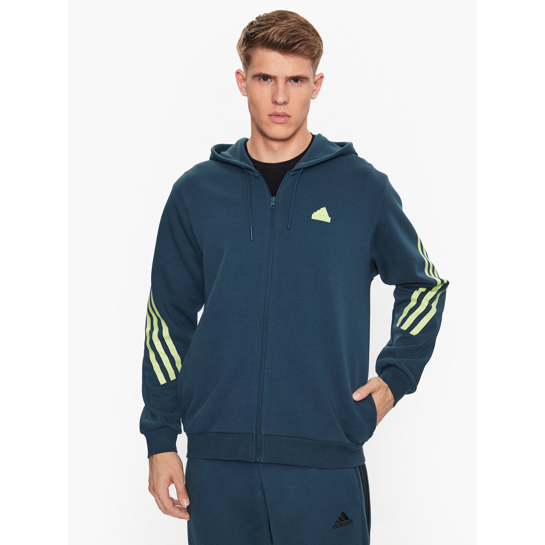 adidas Bluză Future Icons 3-Stripes Full-Zip Hoodie IJ8878 Turcoaz Regular Fit - Pled.ro