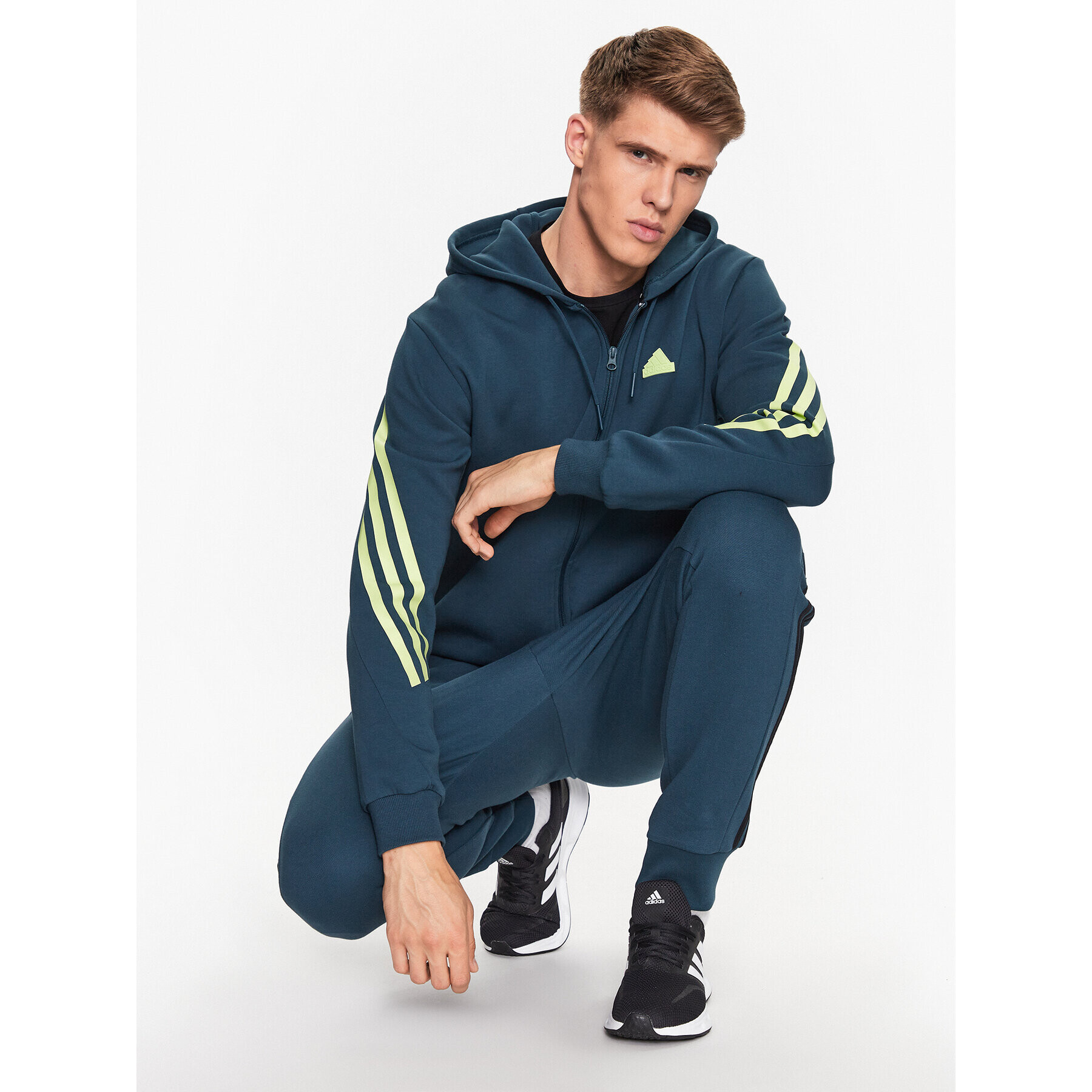 adidas Bluză Future Icons 3-Stripes Full-Zip Hoodie IJ8878 Turcoaz Regular Fit - Pled.ro