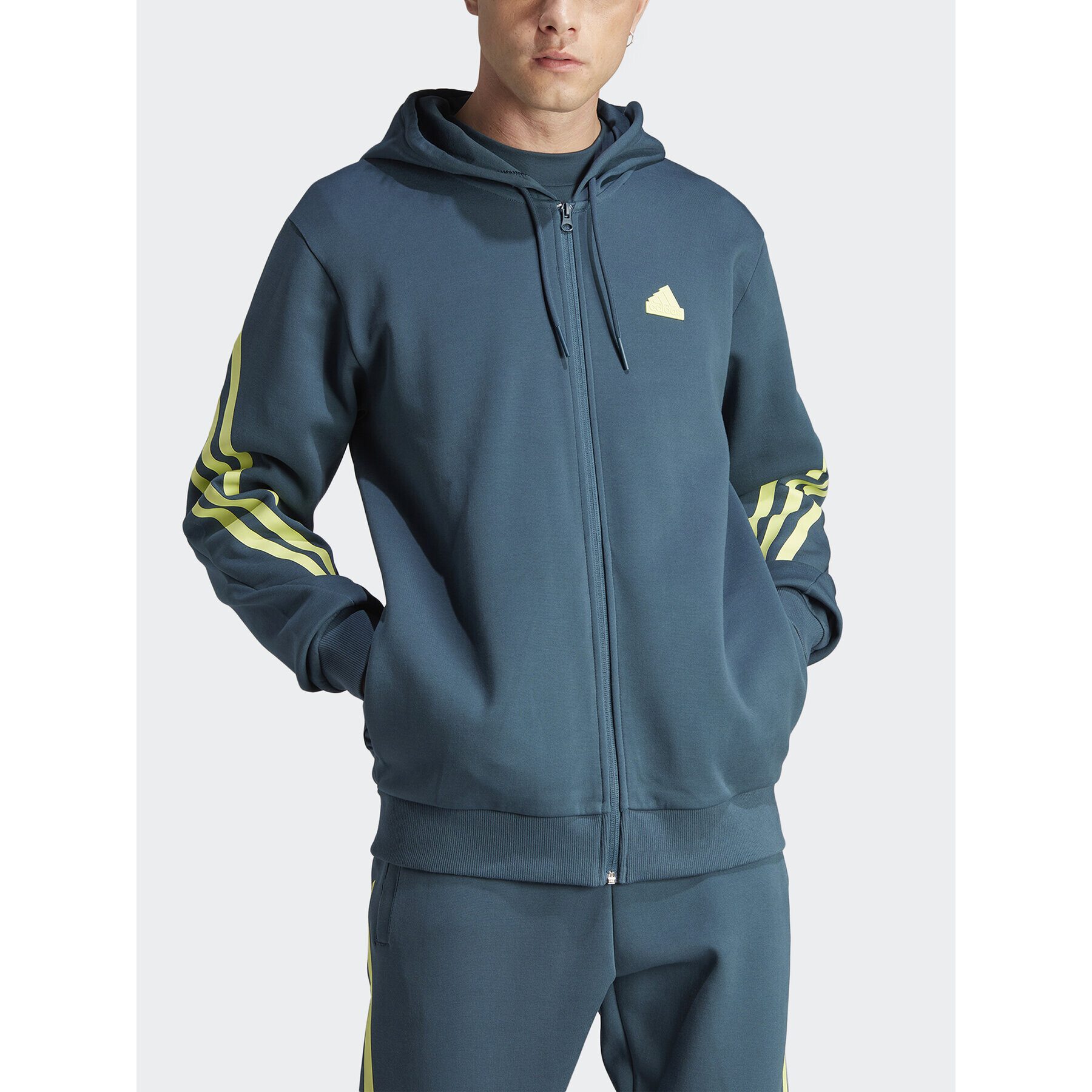 adidas Bluză Future Icons 3-Stripes Full-Zip Hoodie IJ8878 Turcoaz Regular Fit - Pled.ro