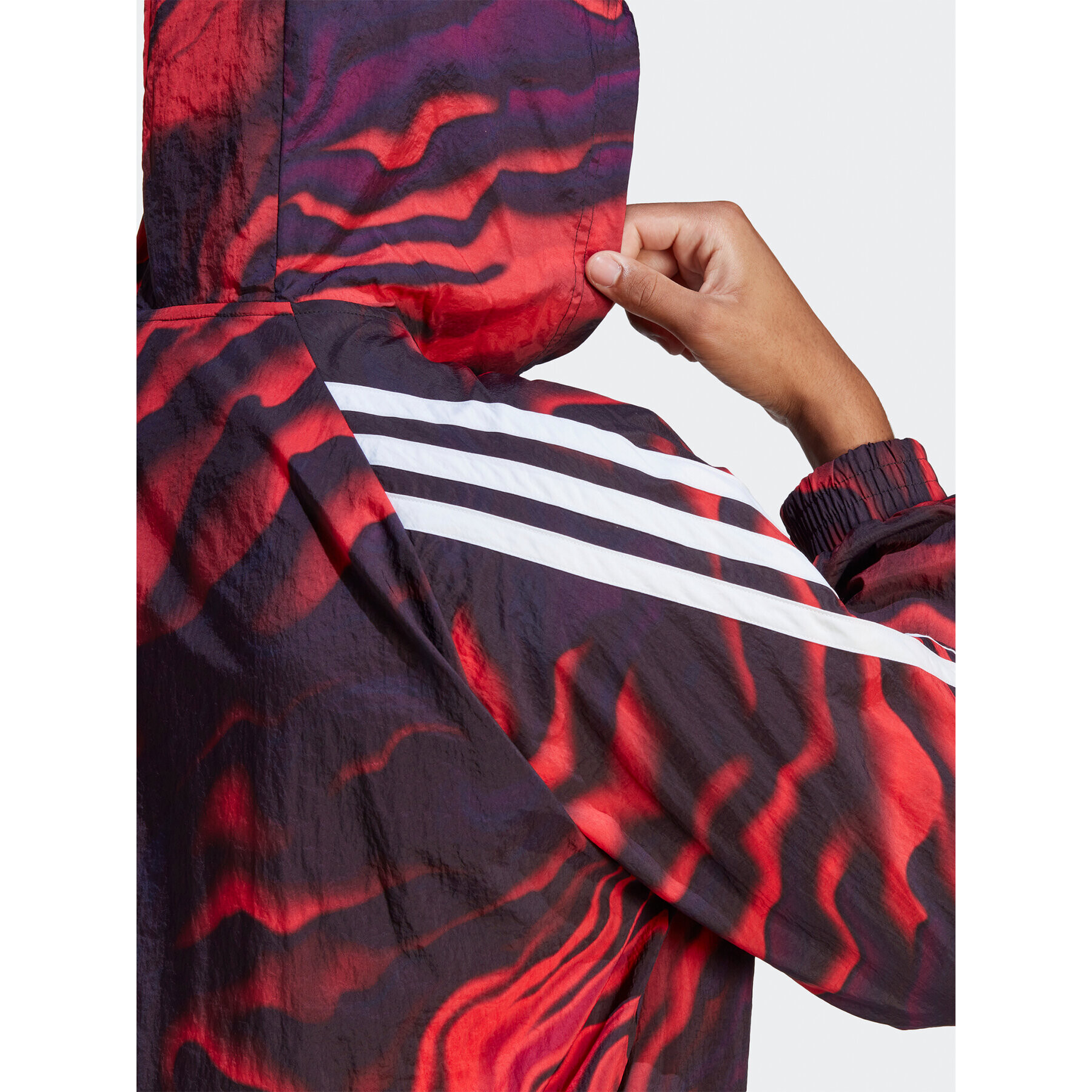 adidas Bluză Future Icons Allover Print Hoodie IC3708 Roșu Loose Fit - Pled.ro