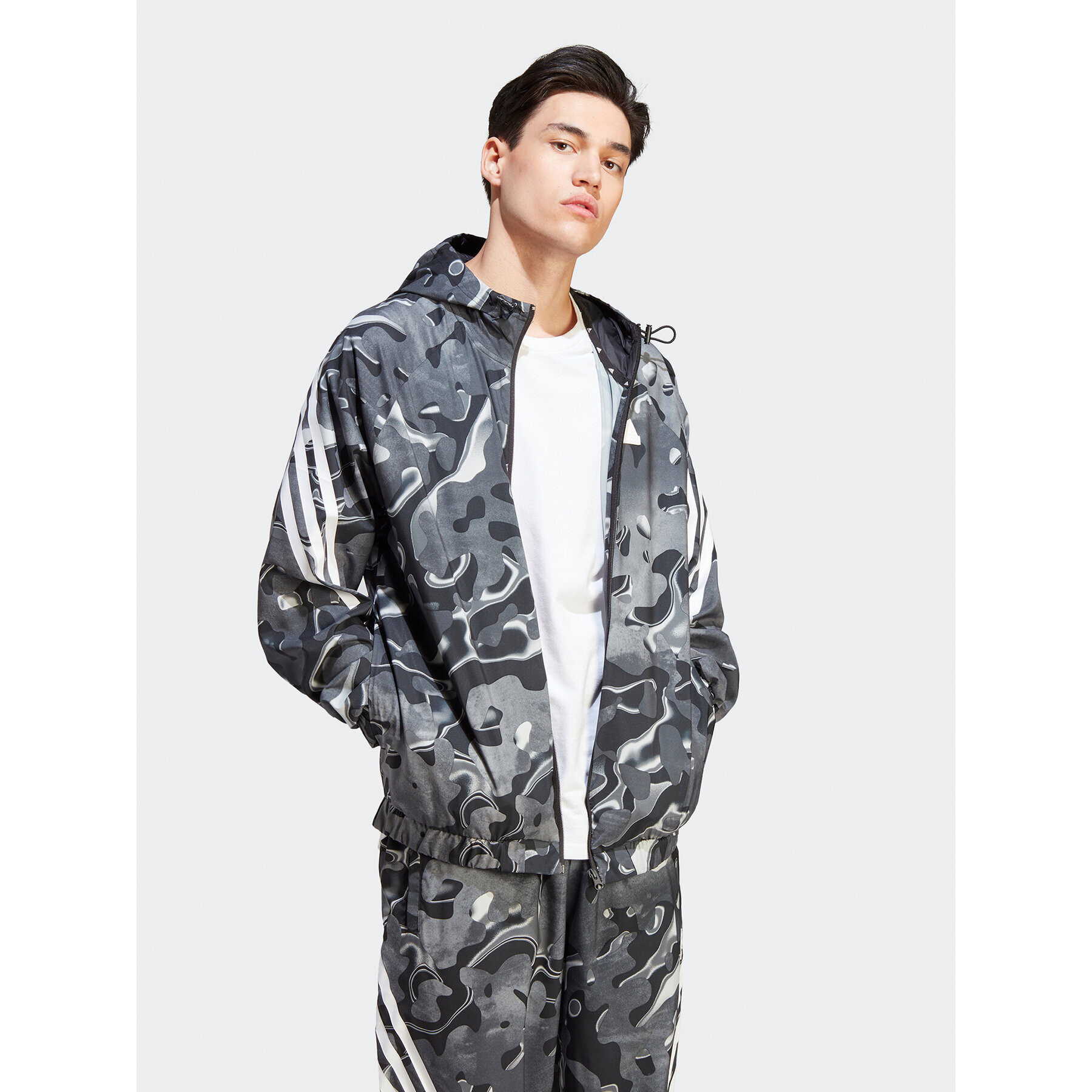 adidas Bluză Future Icons Allover Print IJ8843 Gri Regular Fit - Pled.ro