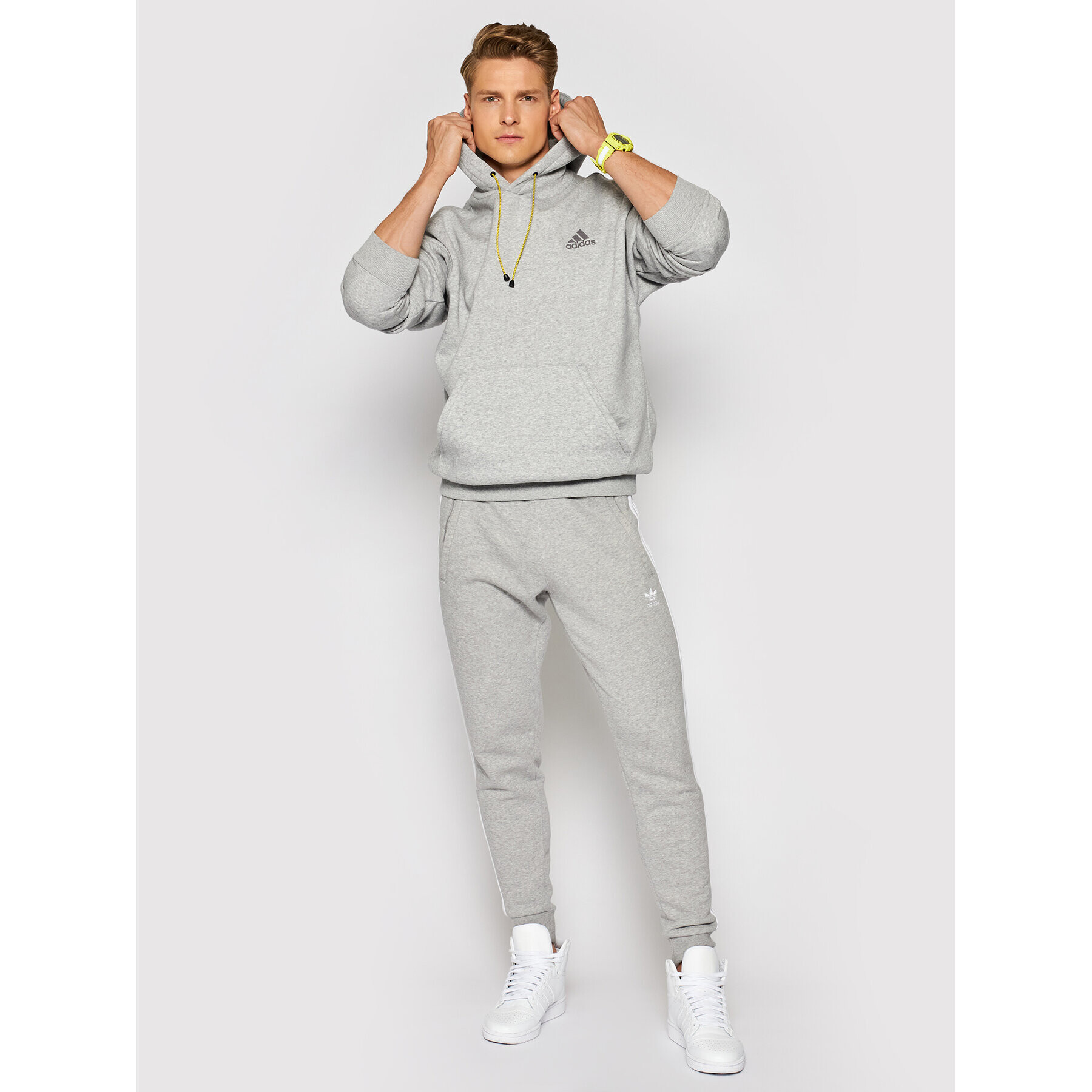 adidas Bluză M Street Q1 Hd GM6504 Gri Relaxed Fit - Pled.ro