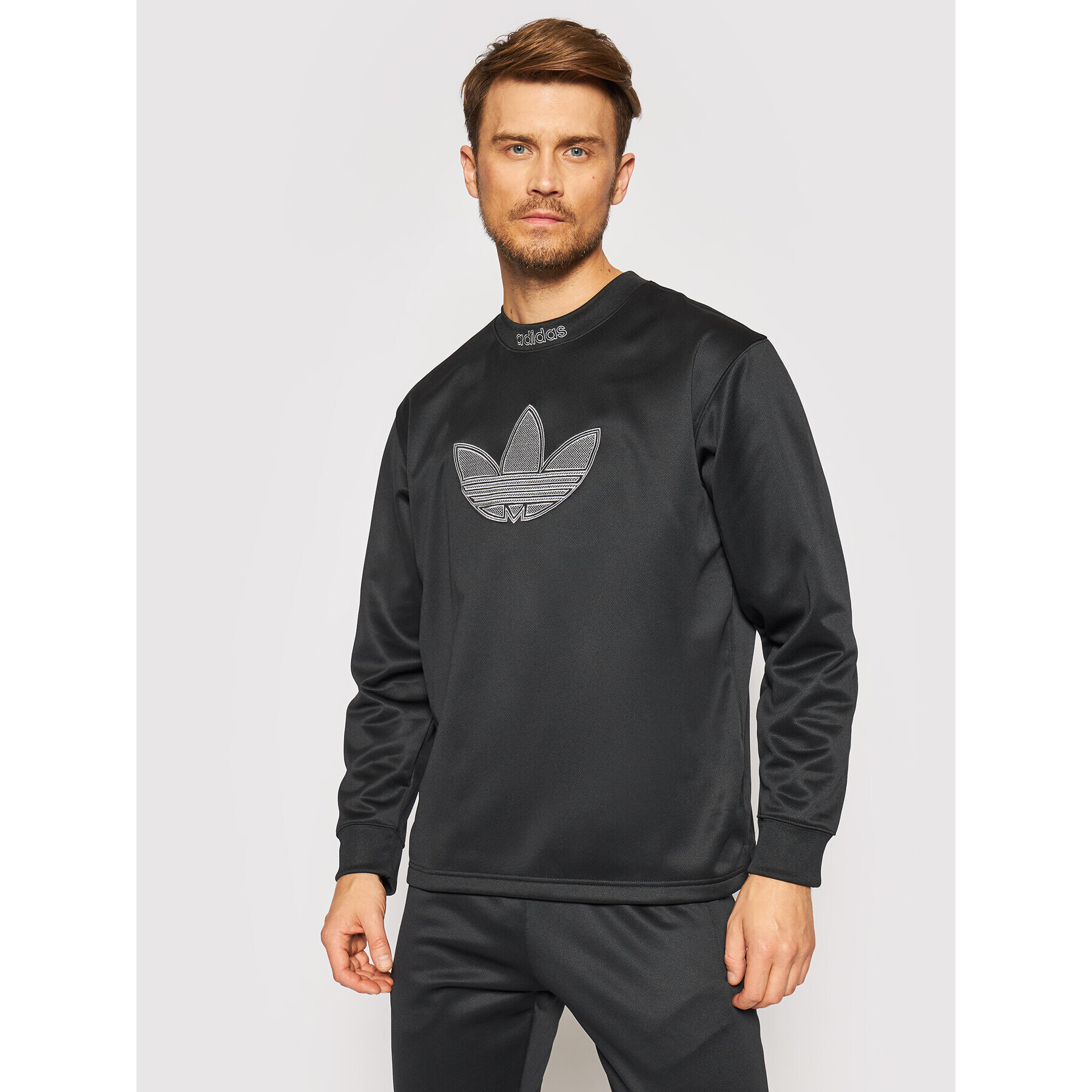 adidas Bluză Sprt Logo Crewneck H06740 Negru Relaxed Fit - Pled.ro