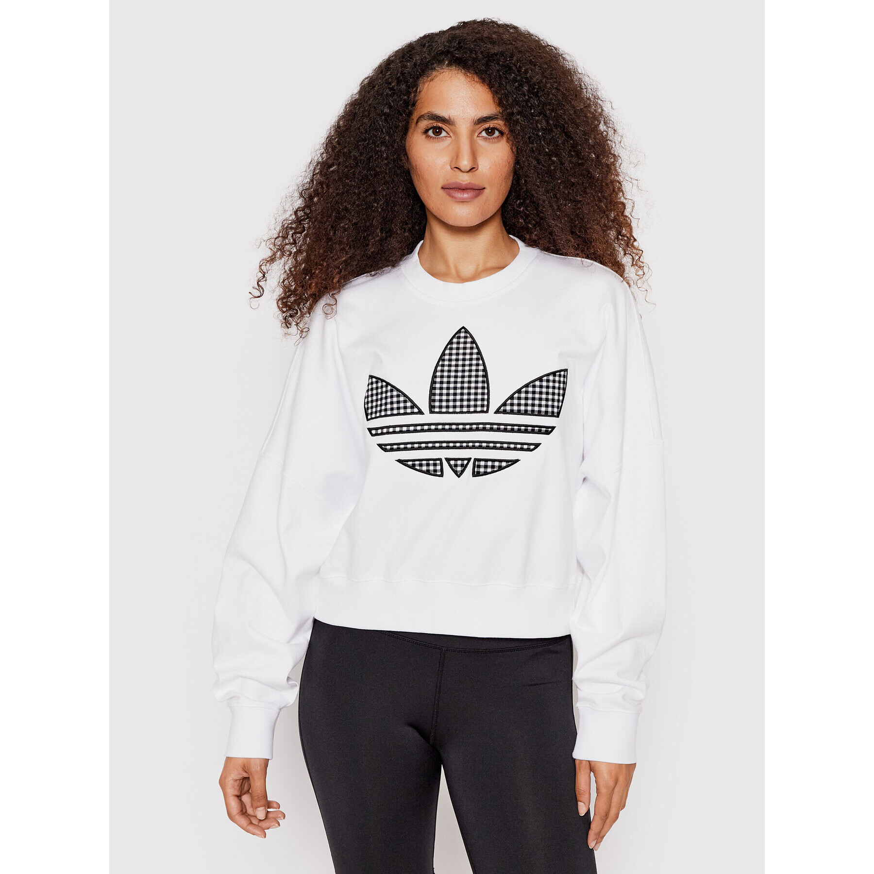 adidas Bluză Trefoil Application HB9443 Alb Loose Fit - Pled.ro