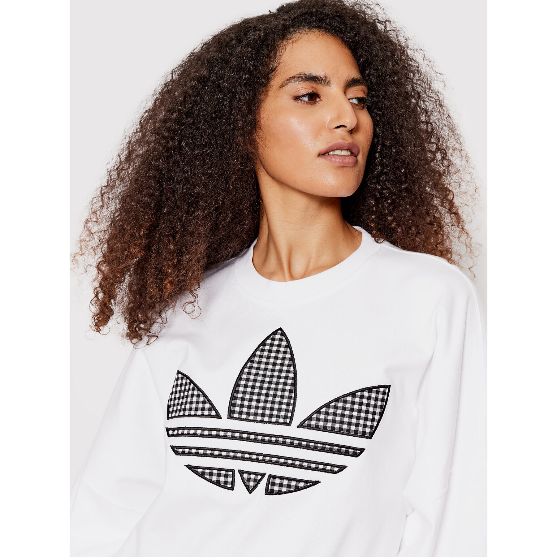 adidas Bluză Trefoil Application HB9443 Alb Loose Fit - Pled.ro