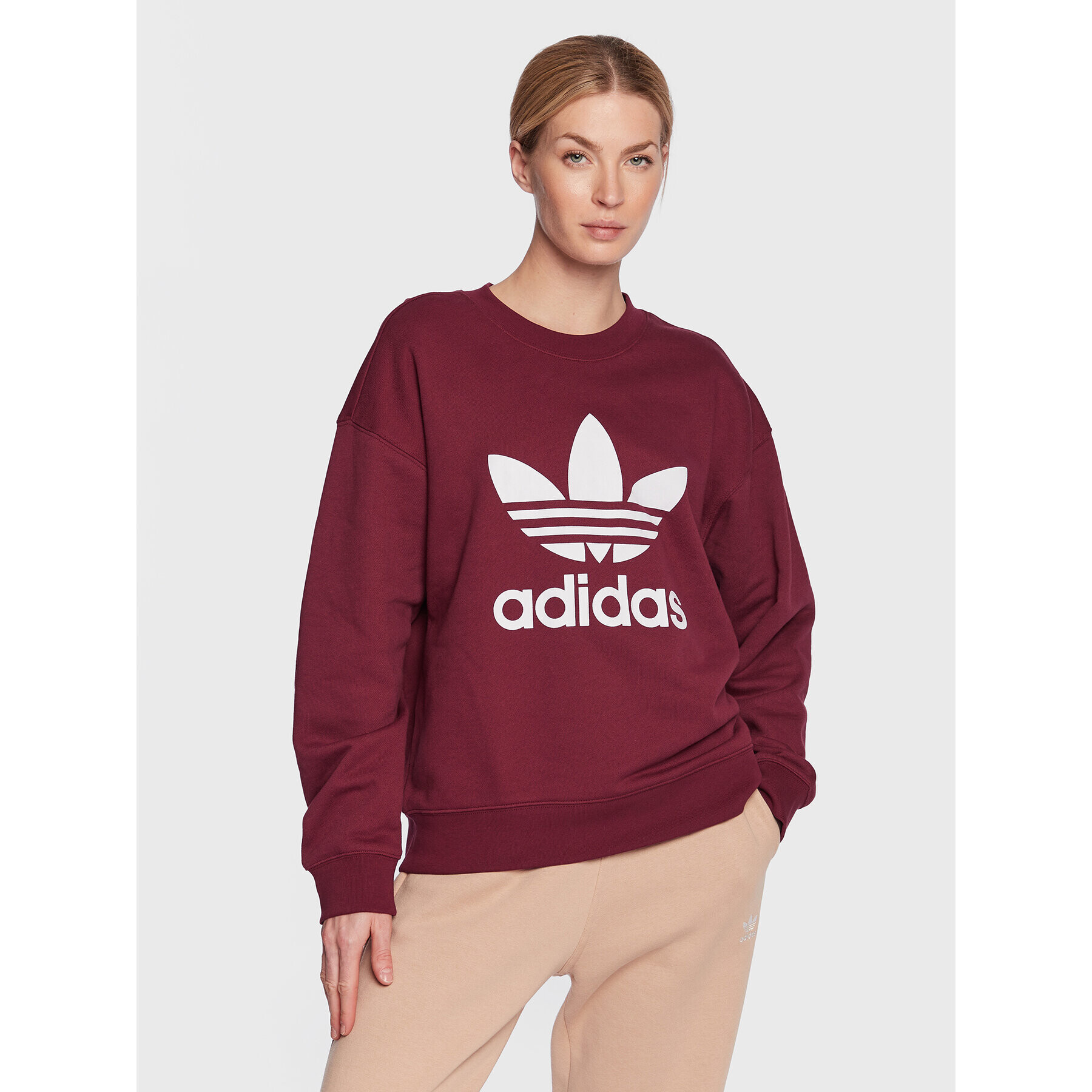 adidas Bluză Trefoil Crew Sweatshirt IB7429 Roșu Regular Fit - Pled.ro