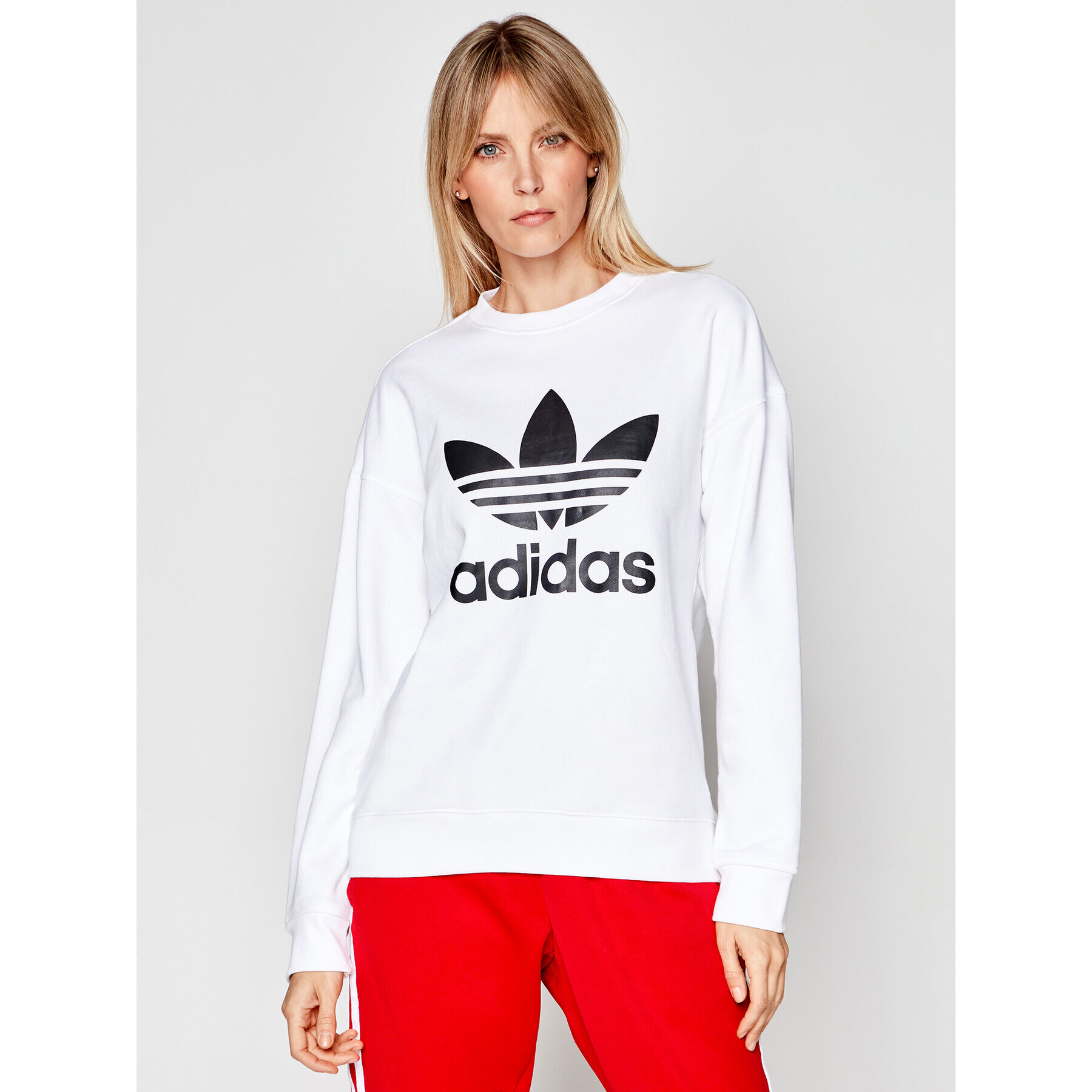 adidas Bluză Trefoil GN2961 Alb Regular Fit - Pled.ro