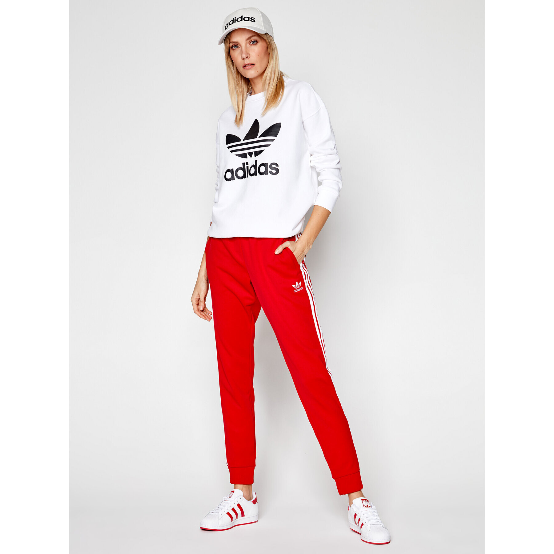 adidas Bluză Trefoil GN2961 Alb Regular Fit - Pled.ro