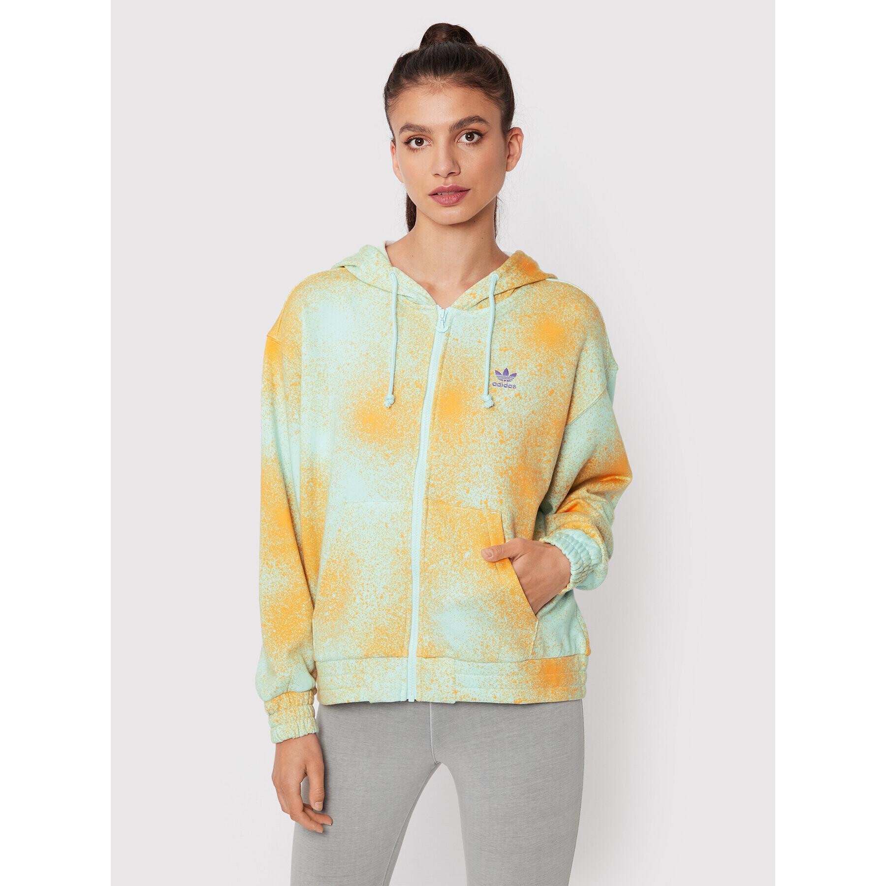 adidas Bluză Allover Print HL6612 Galben Relaxed Fit - Pled.ro