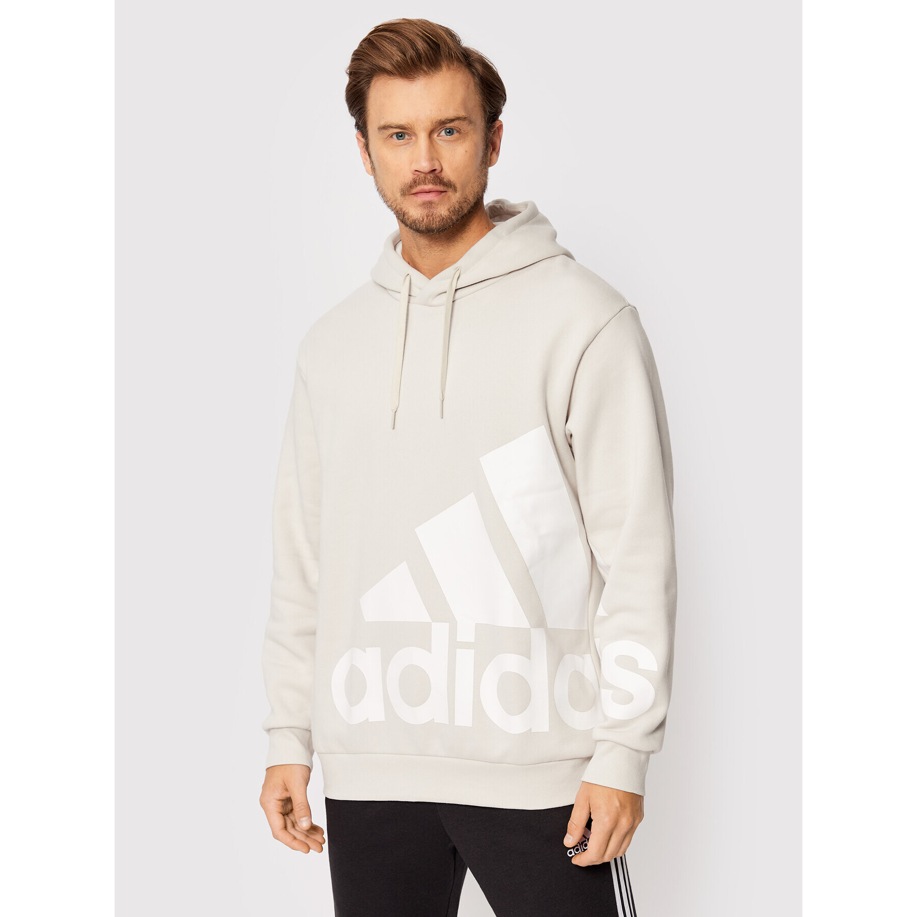 adidas Bluză Essentials Giant Logo Fleece HL6928 Bej Loose Fit - Pled.ro