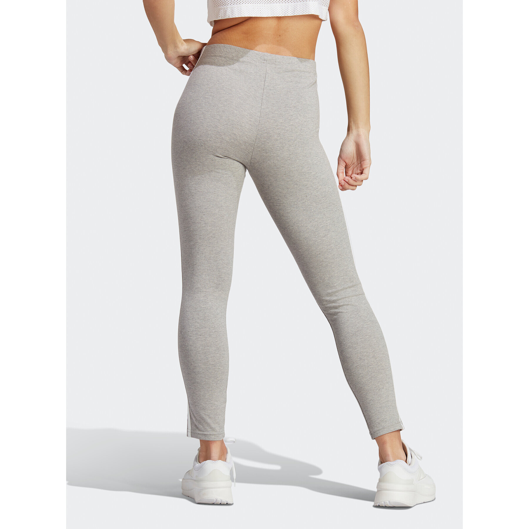 adidas Colanți Essentials 3-Stripes High-Waisted Single Jersey Leggings IC7152 Gri - Pled.ro