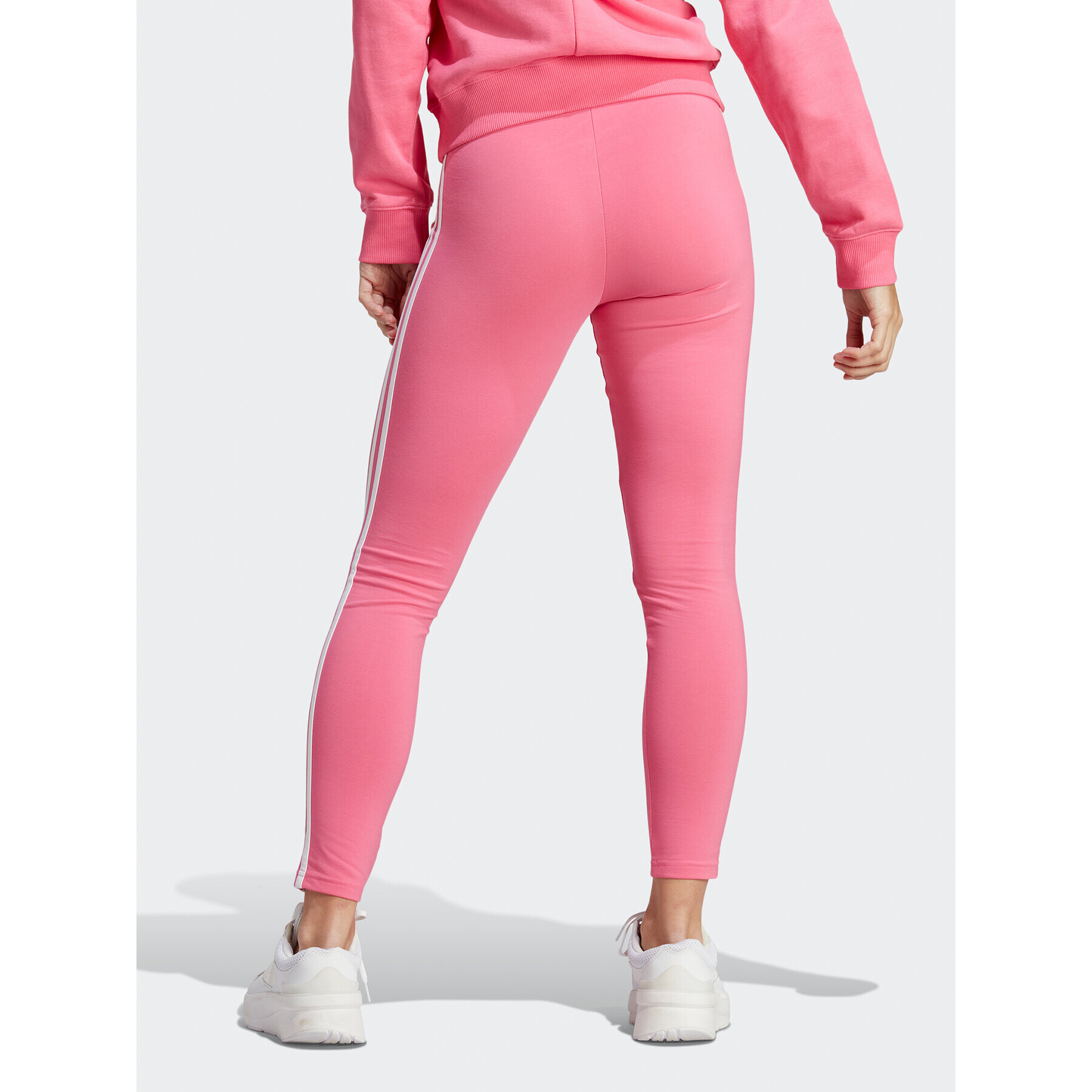 adidas Colanți Essentials 3-Stripes High-Waisted Single Jersey Leggings IC7154 Roz - Pled.ro