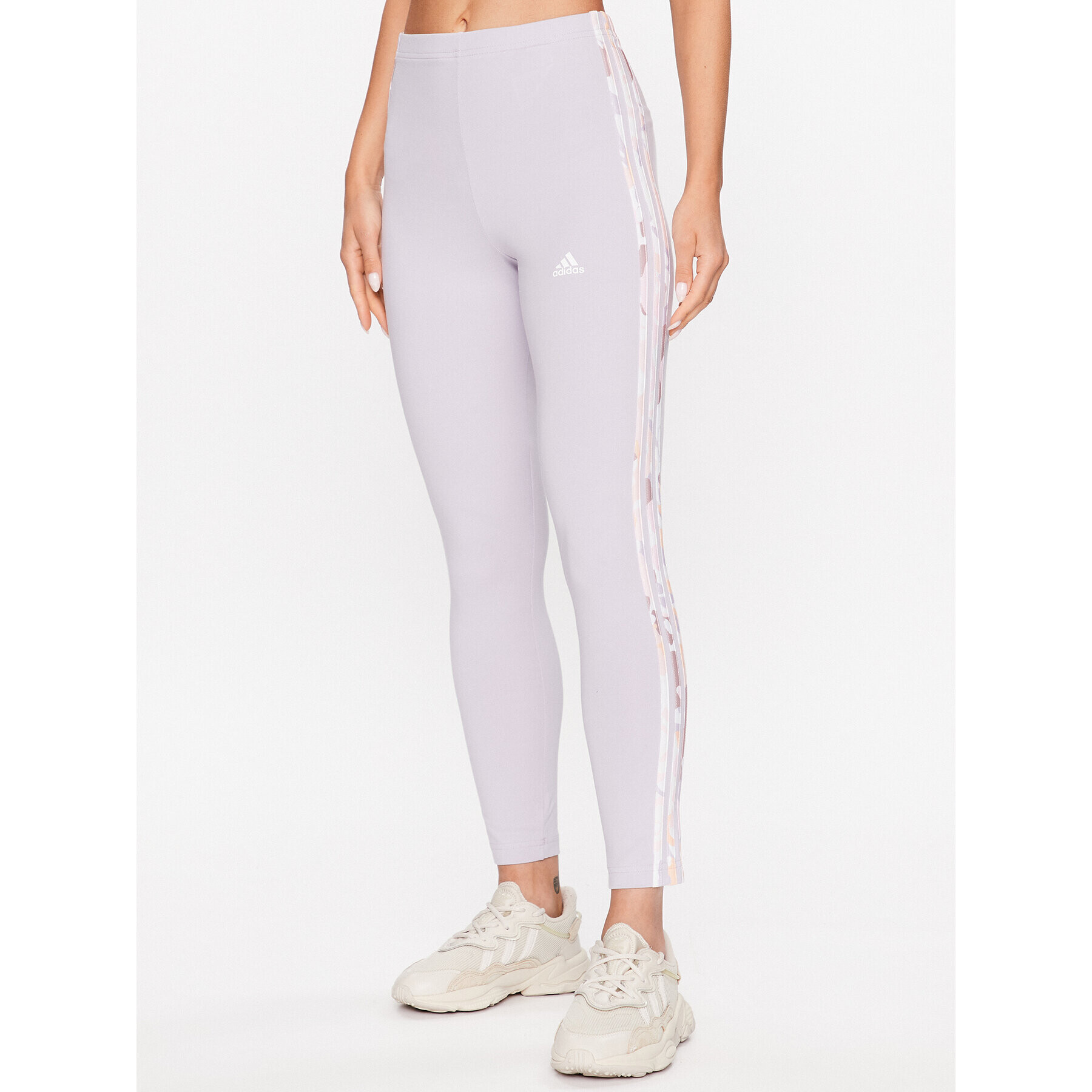 adidas Colanți Essentials 3-Stripes High-Waisted Single Jersey Leggings IC9895 Violet - Pled.ro