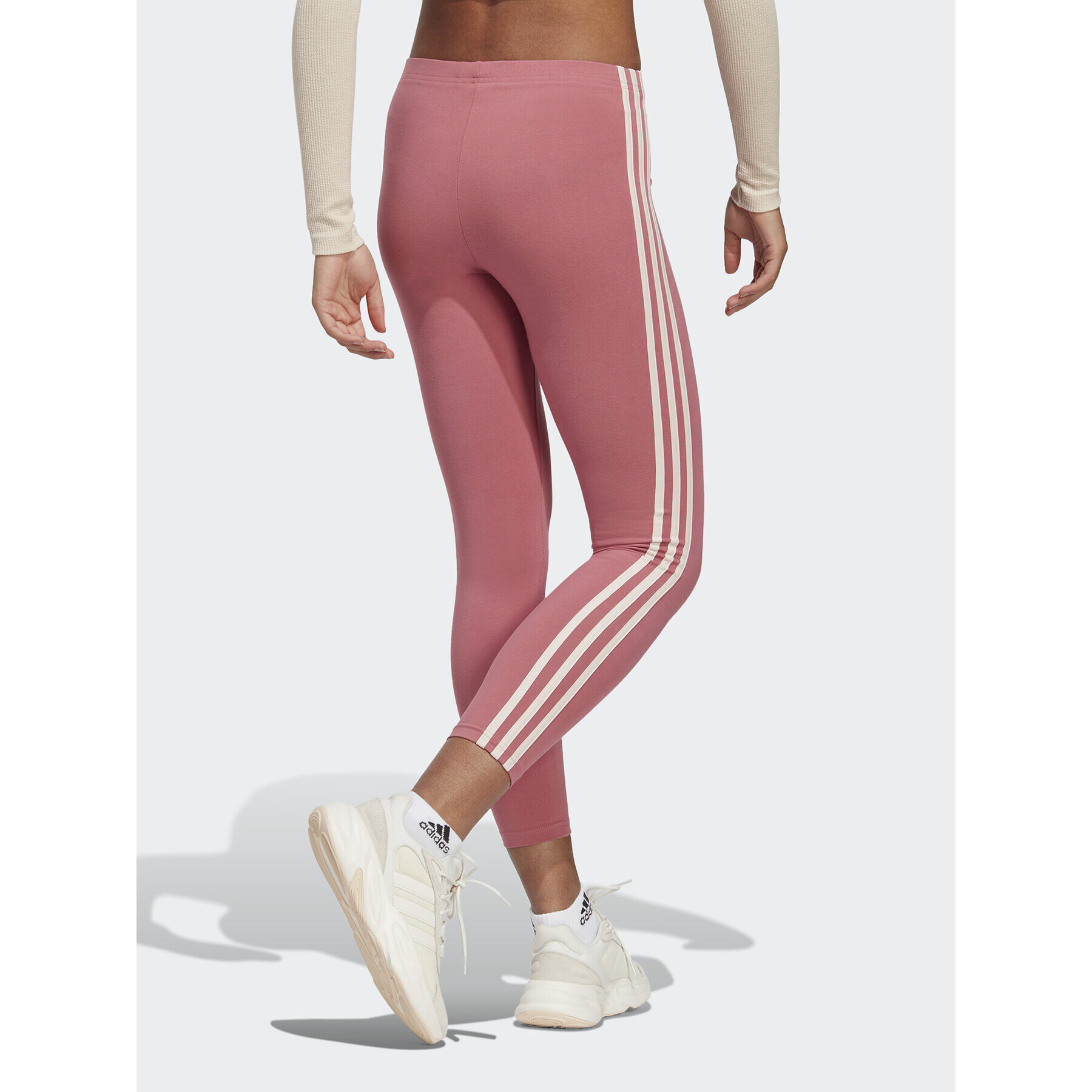 adidas Colanți Essentials 3-Stripes High-Waisted Single Jersey Leggings IC9902 Roz - Pled.ro