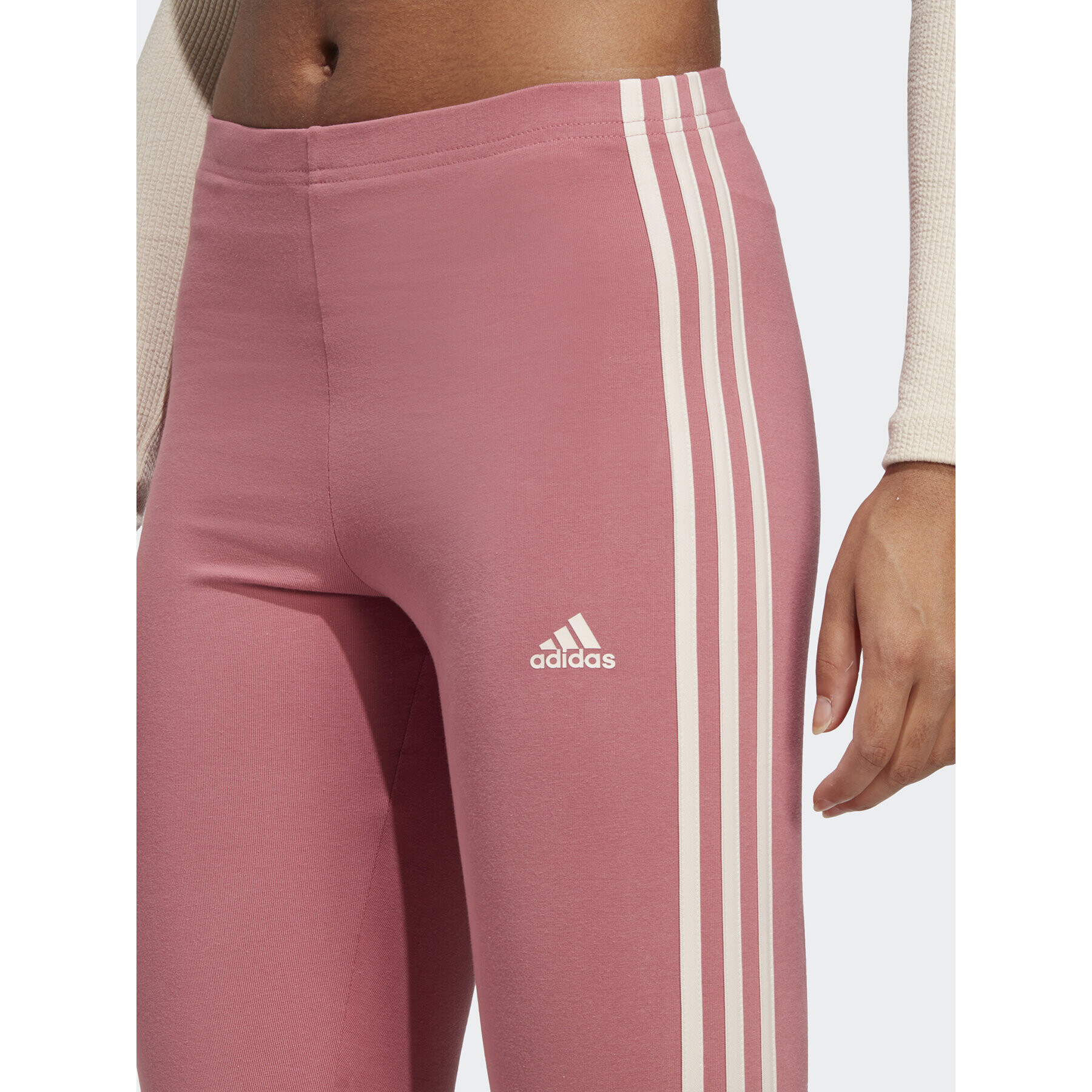 adidas Colanți Essentials 3-Stripes High-Waisted Single Jersey Leggings IC9902 Roz - Pled.ro