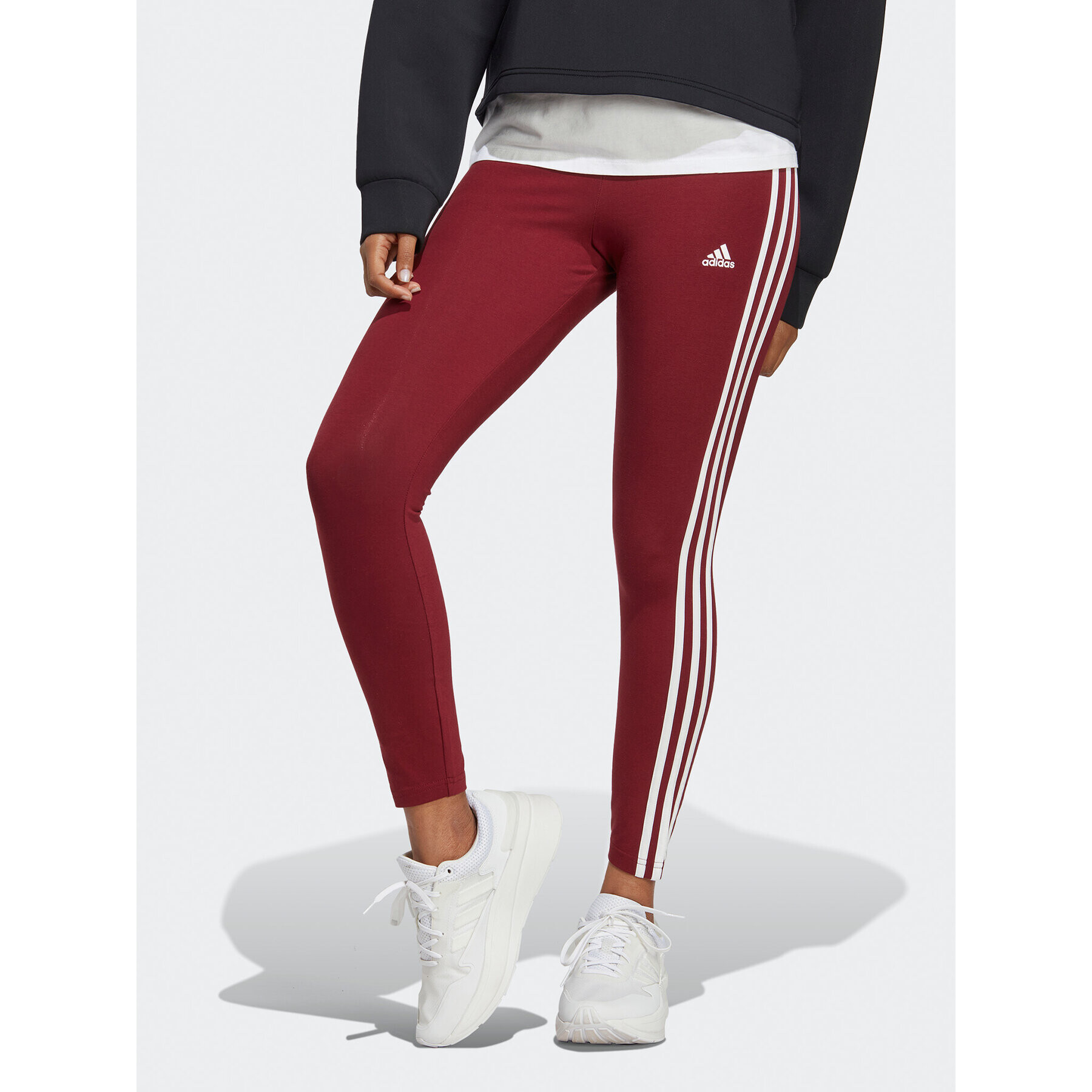 adidas Colanți Essentials 3-Stripes High-Waisted Single Jersey Leggings IC9903 Roșu - Pled.ro