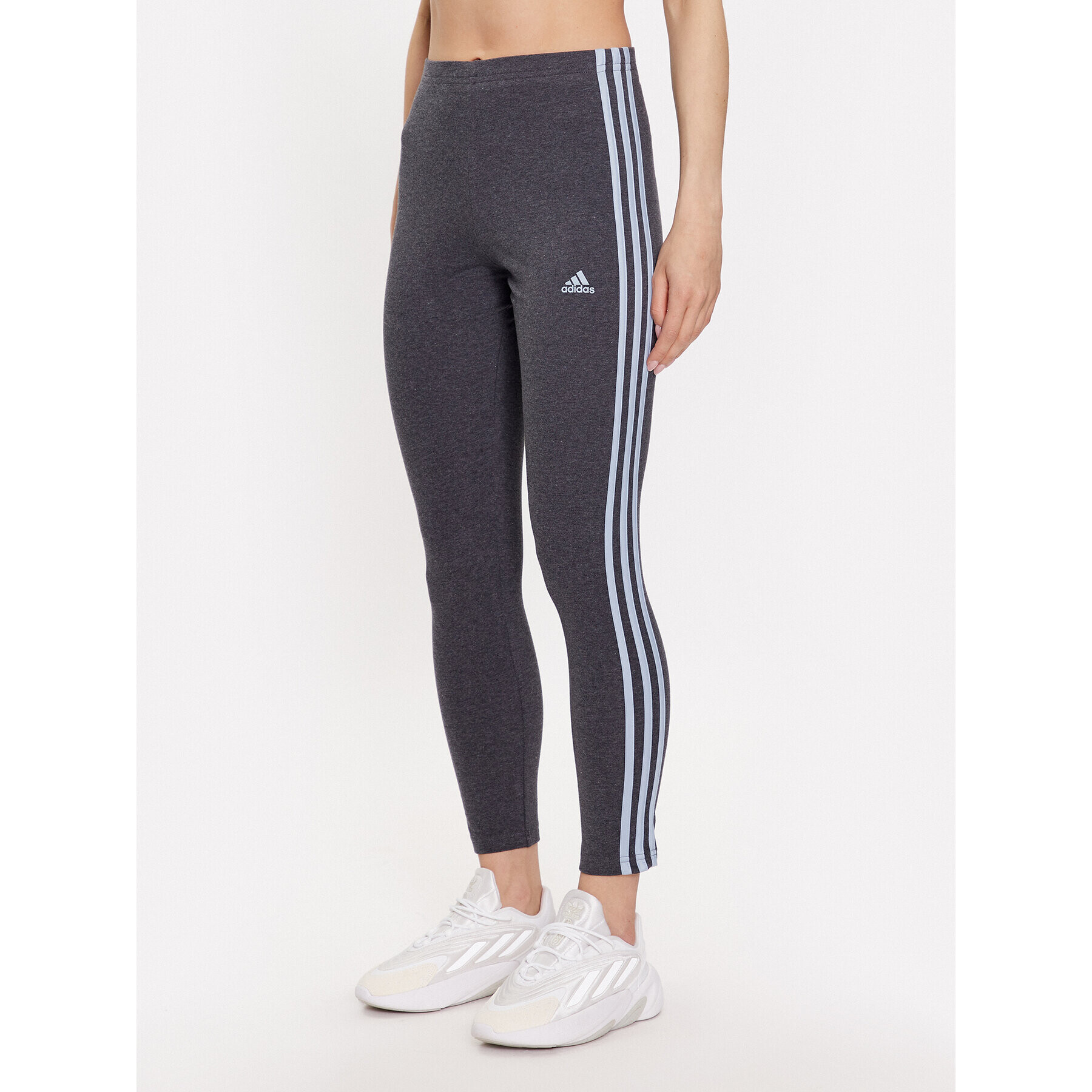 adidas Colanți Essentials 3-Stripes High-Waisted Single Jersey Leggings IL3310 Gri - Pled.ro