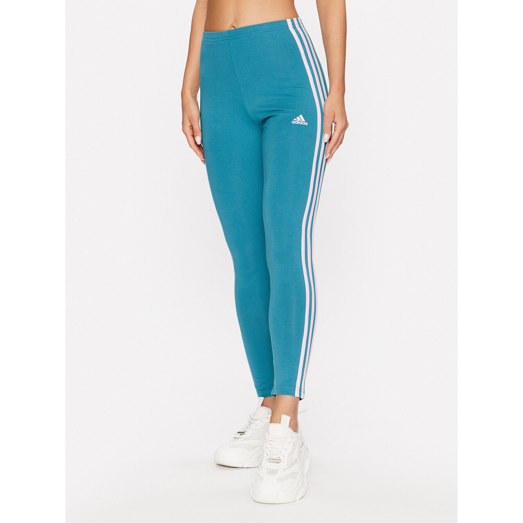 adidas Colanți Essentials 3-Stripes High-Waisted Single Jersey Leggings IL3378 Turcoaz - Pled.ro