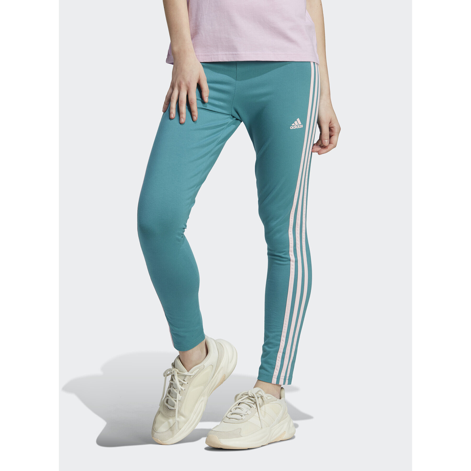 adidas Colanți Essentials 3-Stripes High-Waisted Single Jersey Leggings IL3378 Turcoaz - Pled.ro