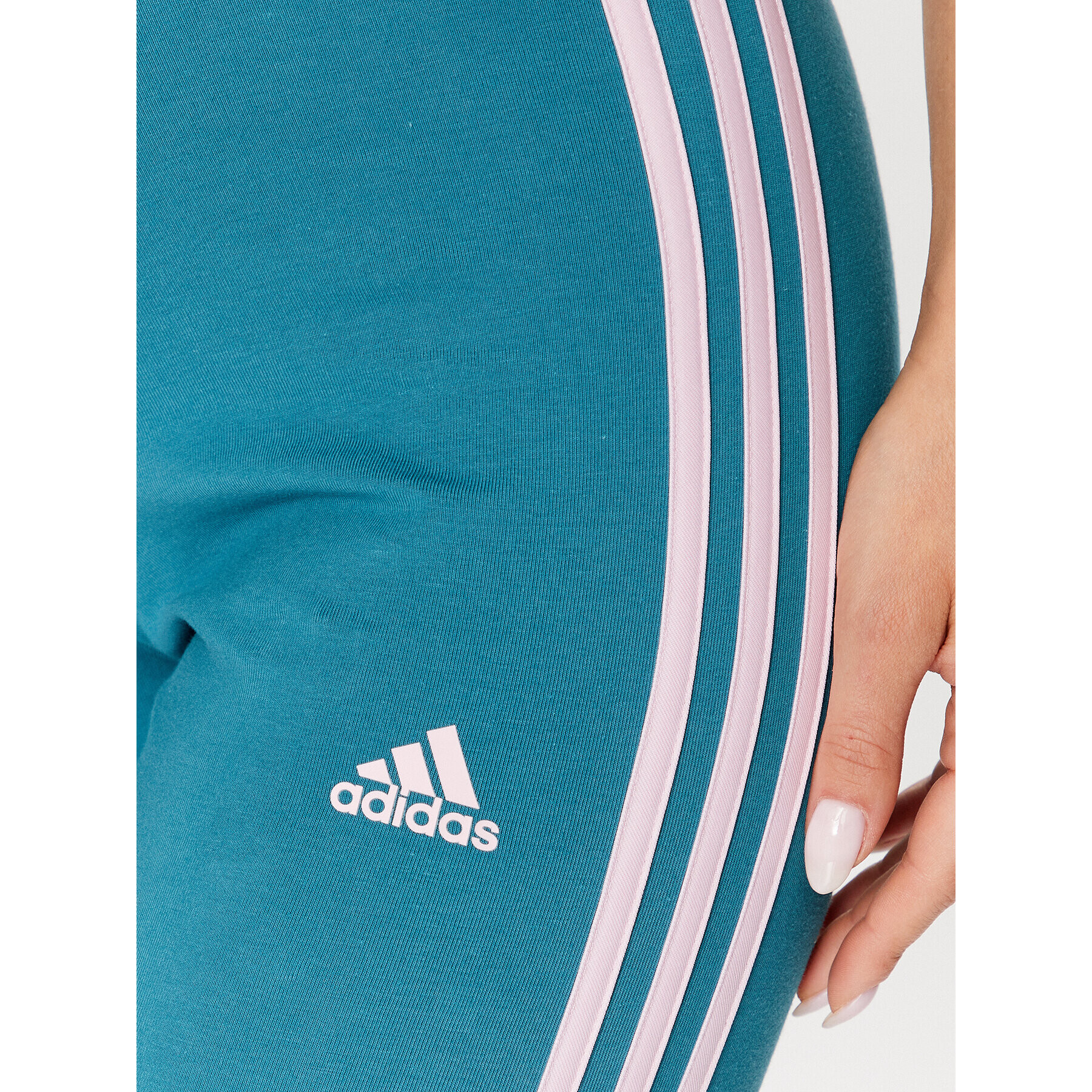 adidas Colanți Essentials 3-Stripes High-Waisted Single Jersey Leggings IL3378 Turcoaz - Pled.ro