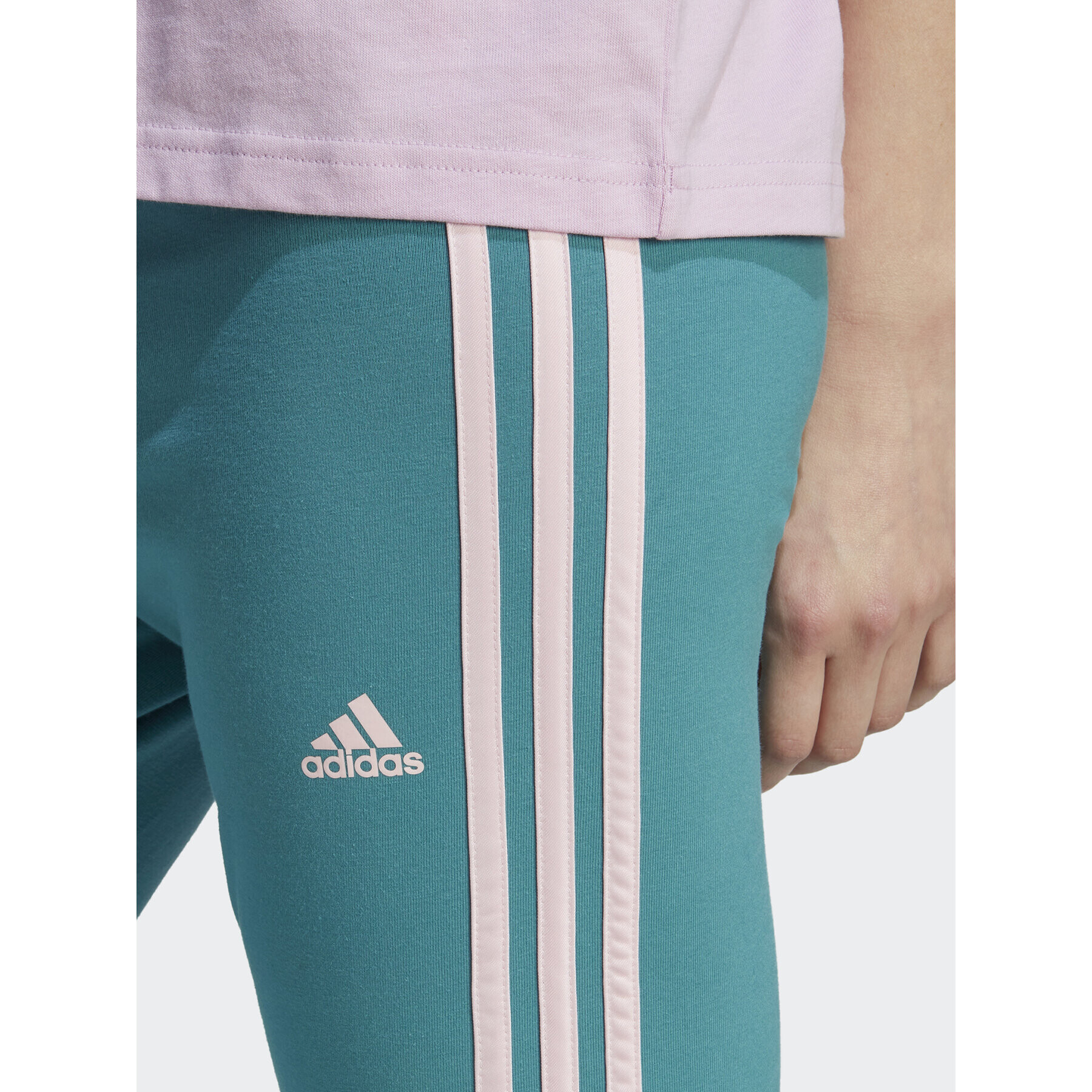 adidas Colanți Essentials 3-Stripes High-Waisted Single Jersey Leggings IL3378 Turcoaz - Pled.ro