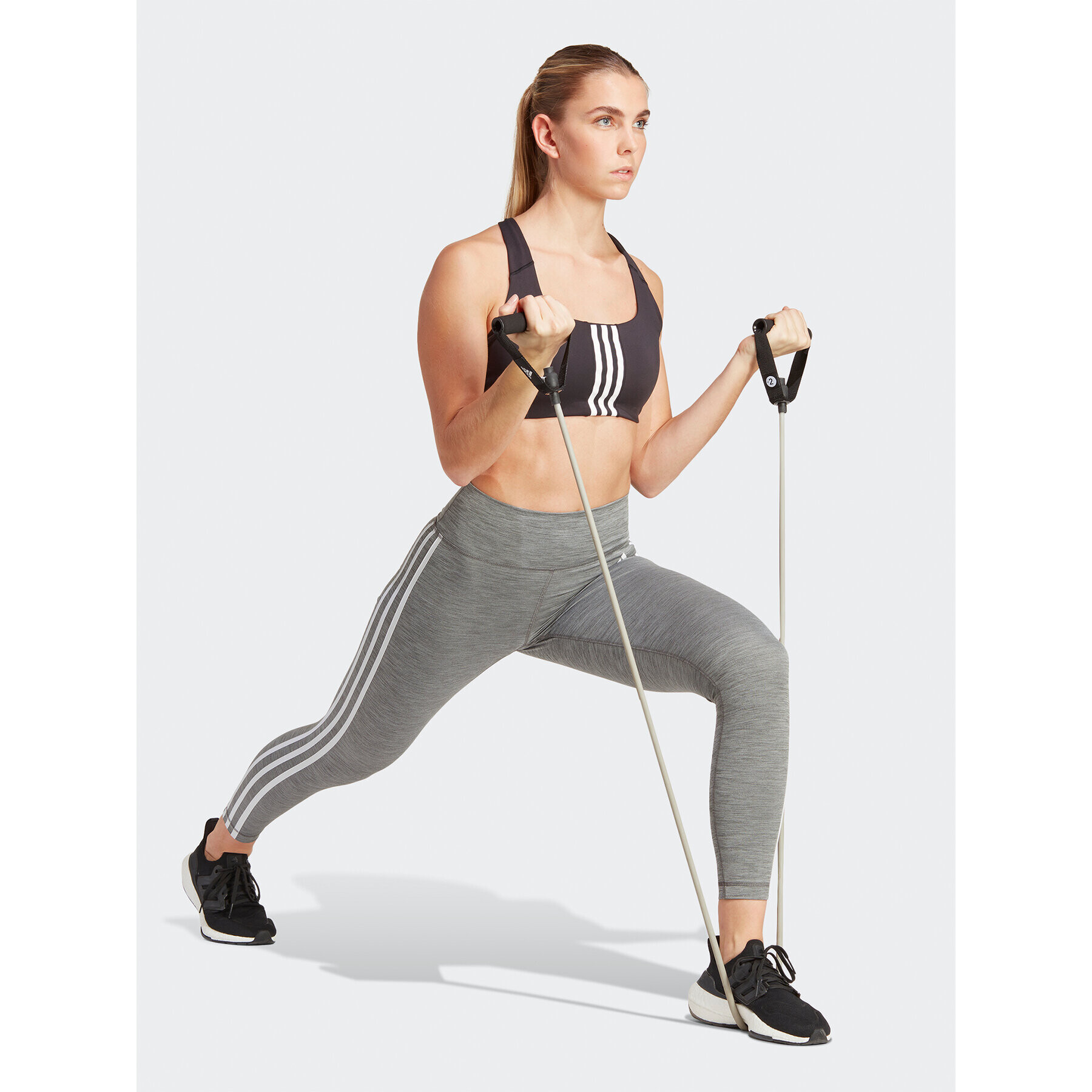 adidas Colanți Train Essentials 3-Stripes High-Waisted 7/8 Leggings IC8296 Gri - Pled.ro