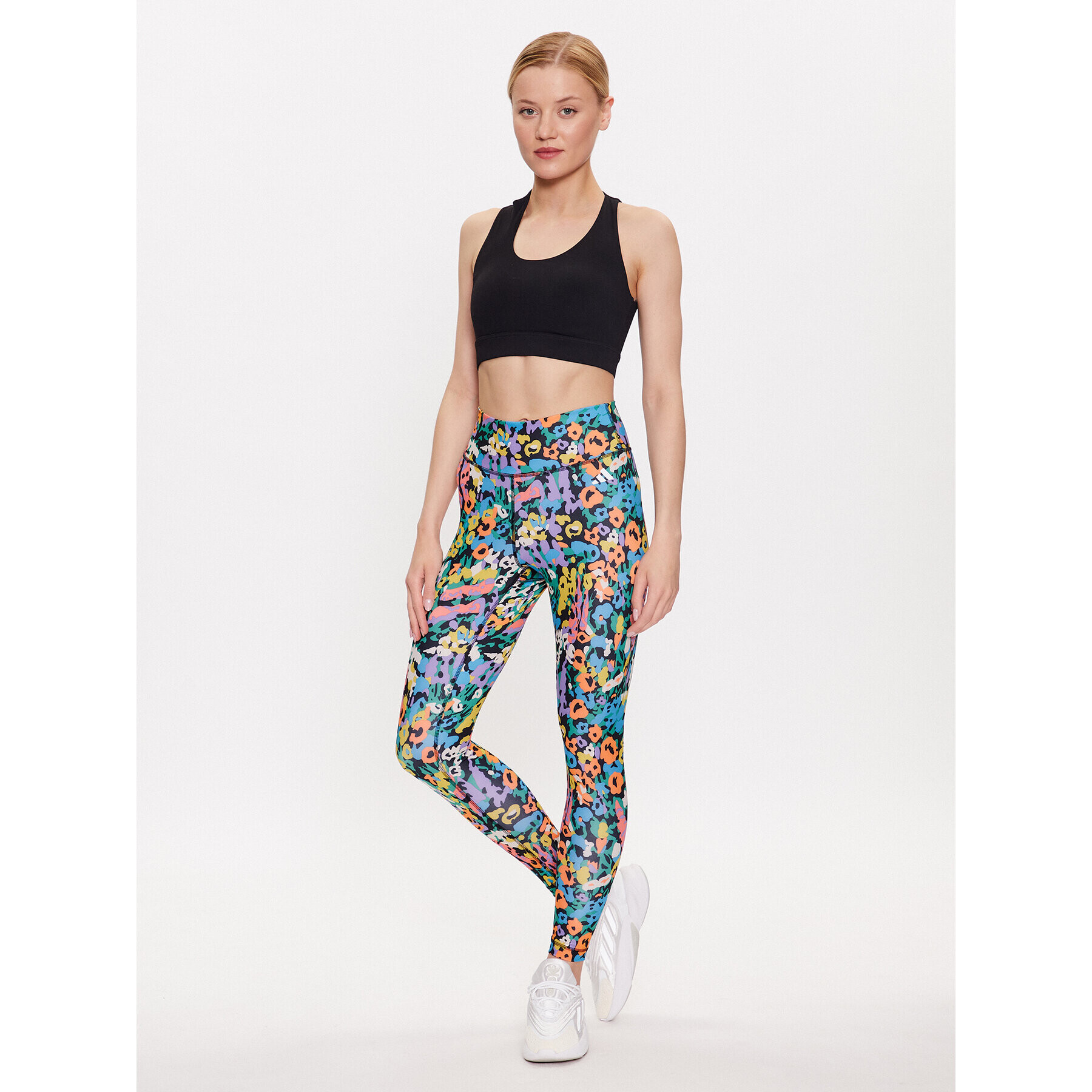 adidas Colanți Train Essentials Printed High-Waisted 7/8 Leggings HT5431 Alb - Pled.ro