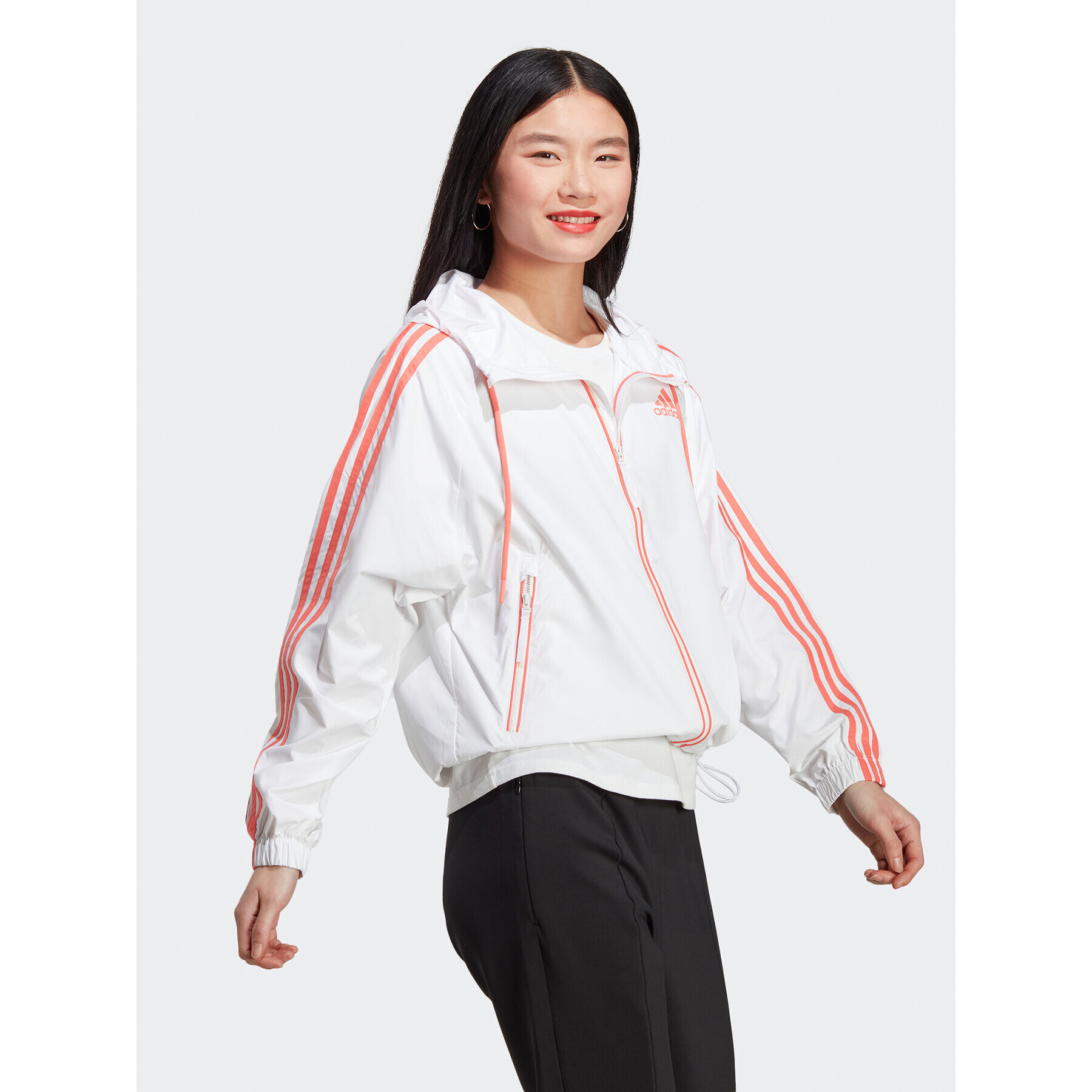 adidas Geacă BSC 3-Stripes Wind Jacket HT8752 Alb Loose Fit - Pled.ro