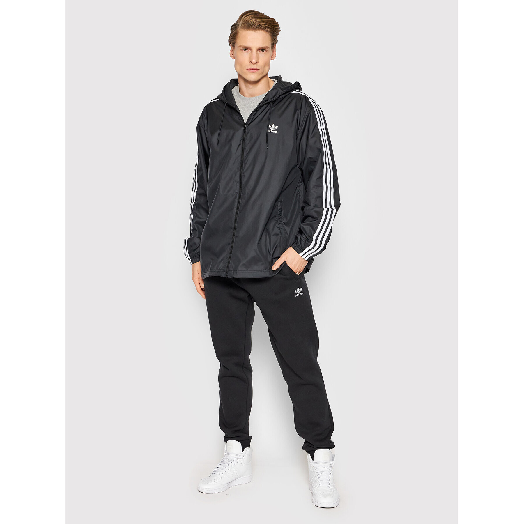 adidas Geacă de vânt adicolor 3-Stripes HB9489 Negru Loose Fit - Pled.ro