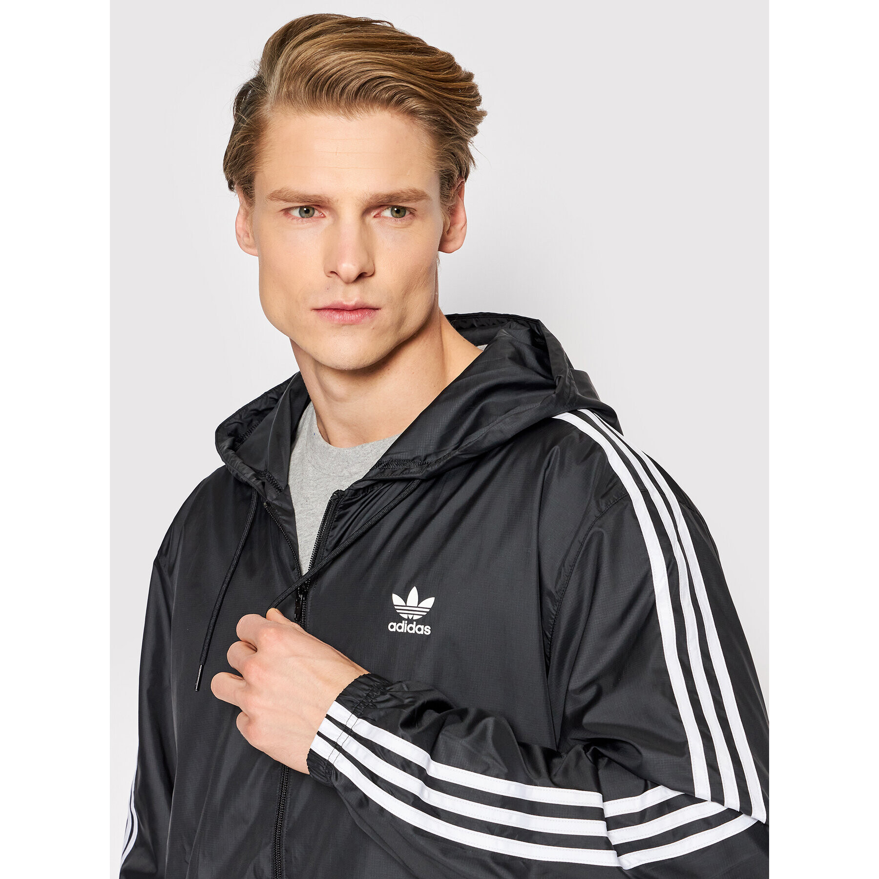 adidas Geacă de vânt adicolor 3-Stripes HB9489 Negru Loose Fit - Pled.ro