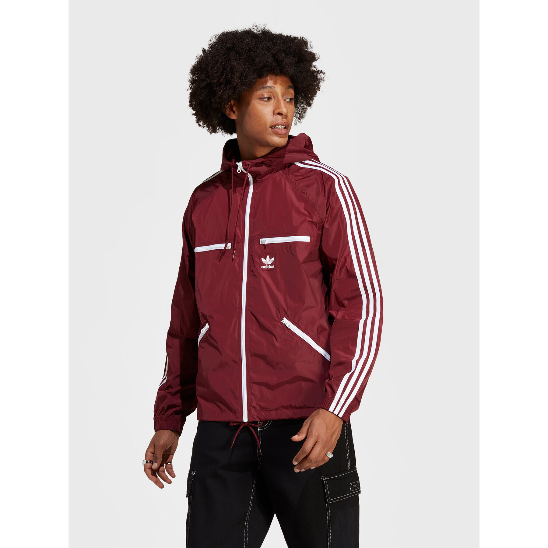 adidas Geacă de vânt Adicolor Classics Windbreaker IB9960 Roșu Loose Fit - Pled.ro