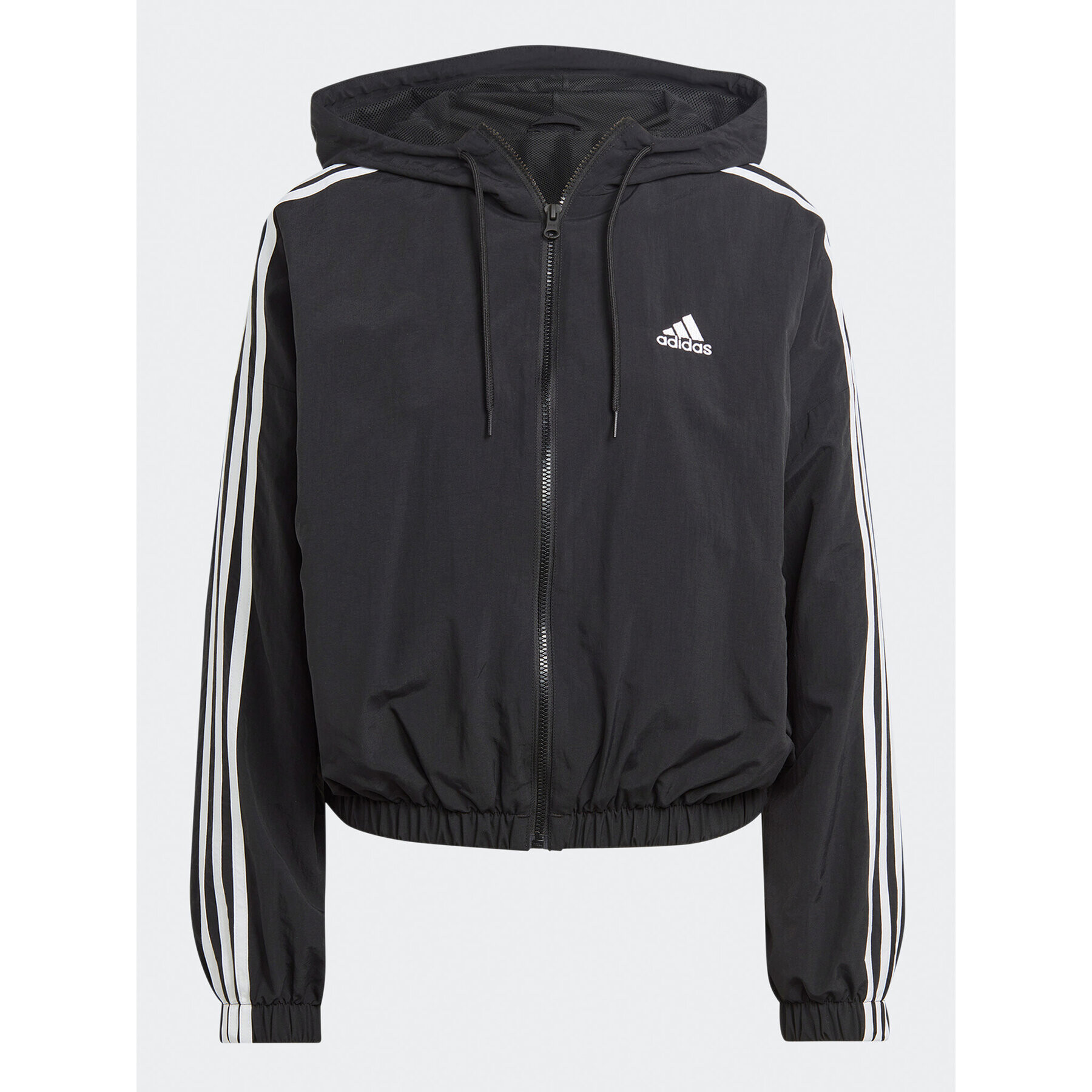 adidas Geacă de vânt Essentials 3-Stripes Woven Windbreaker HT3399 Negru Loose Fit - Pled.ro