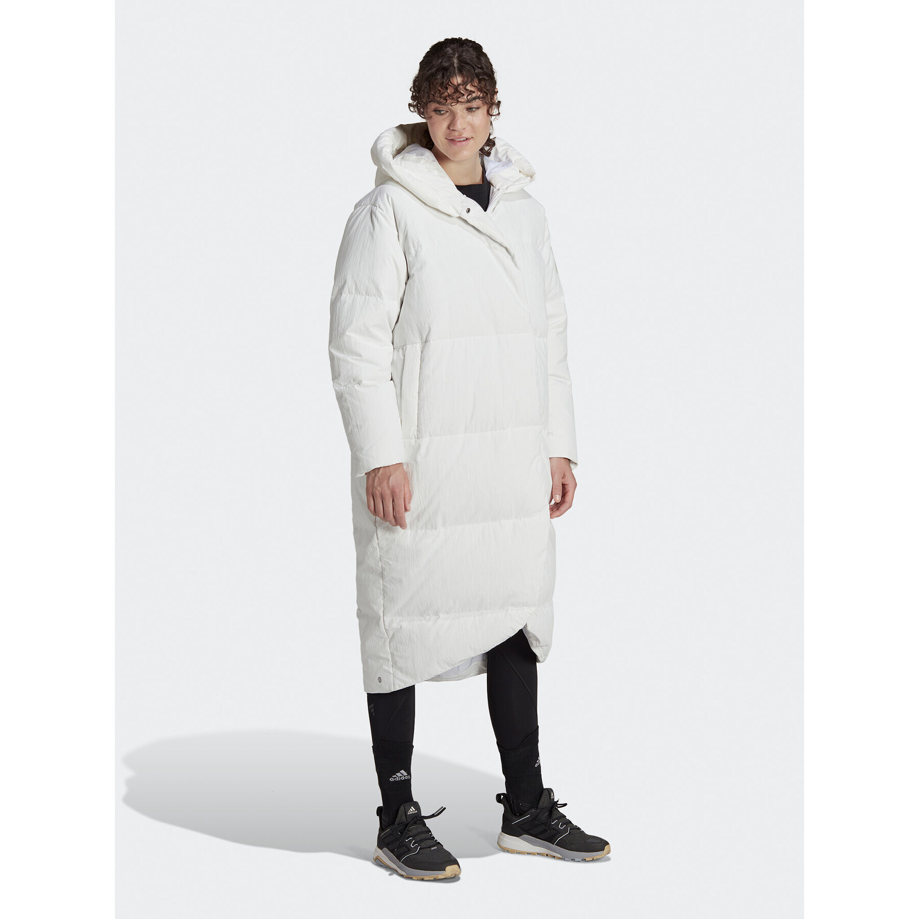 adidas Geacă din puf Big Baffle Down Coat HN9939 Alb Loose Fit - Pled.ro