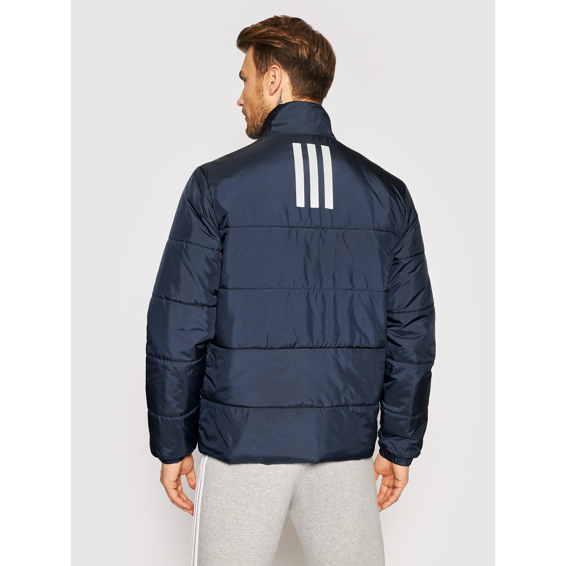 adidas Geacă din puf Bsc 3-Stripes Insulated DZ1394 Bleumarin Slim Fit - Pled.ro